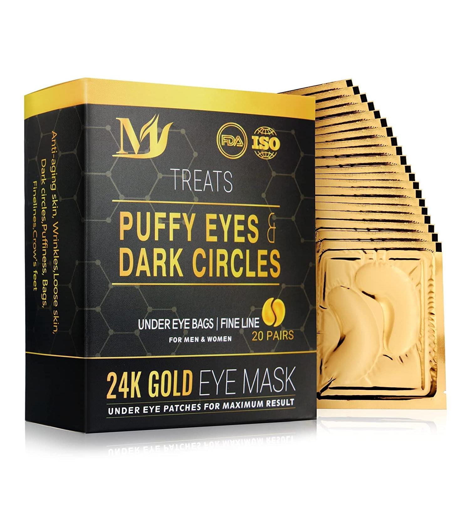 BERVEAL 24K Gold Under Eye Patches - Anti-Aging Mask for Puffy Eyes & Dark Circles (20pairs) - Buy Online on GoSupps.com