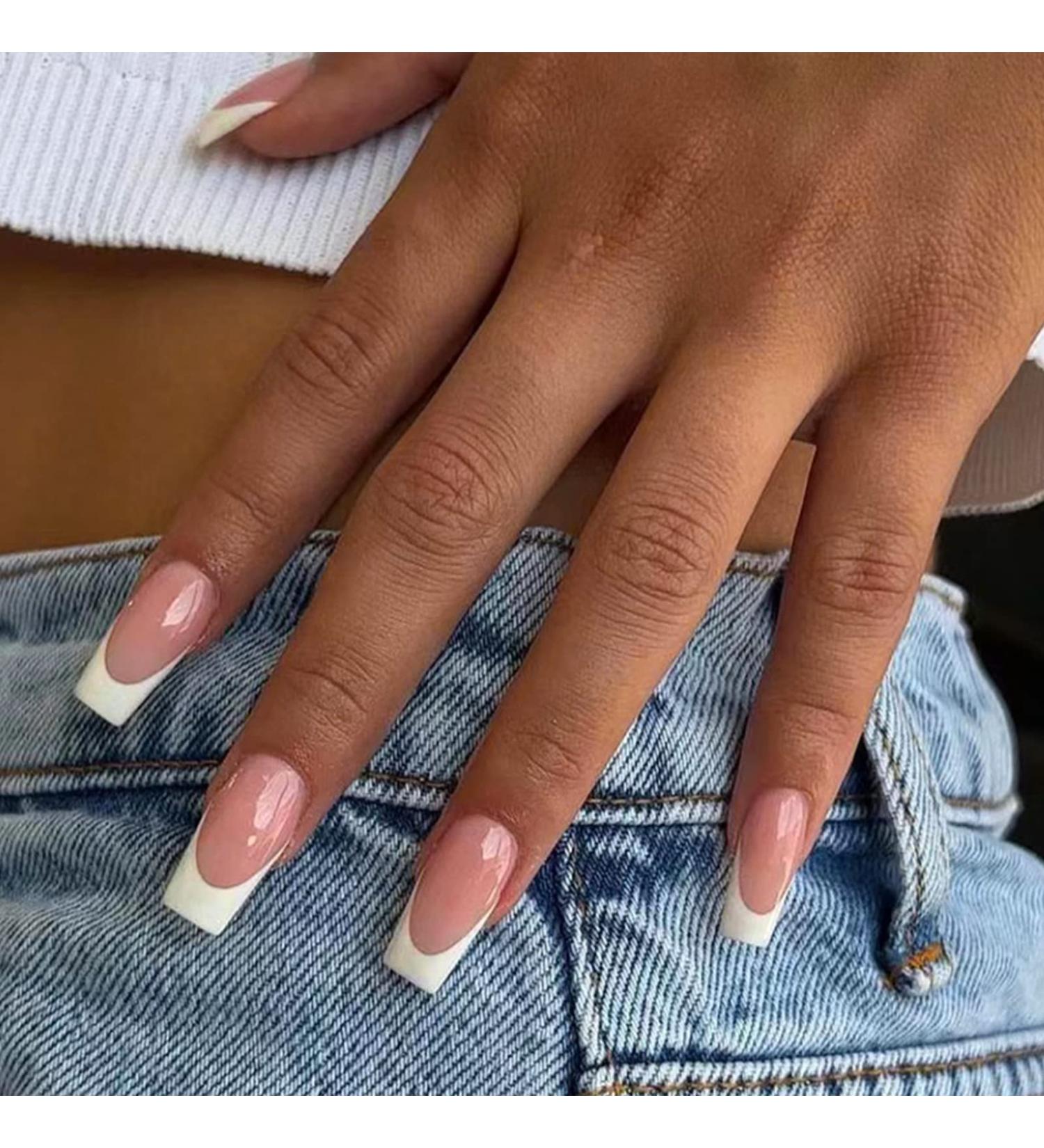 24Pcs Medium Nude Pink French Press on Nails - Full Cover False Nails for Daily Wear | Nail Art Manicure Decoration - Style 6 - Buy Online on GoSupps.com