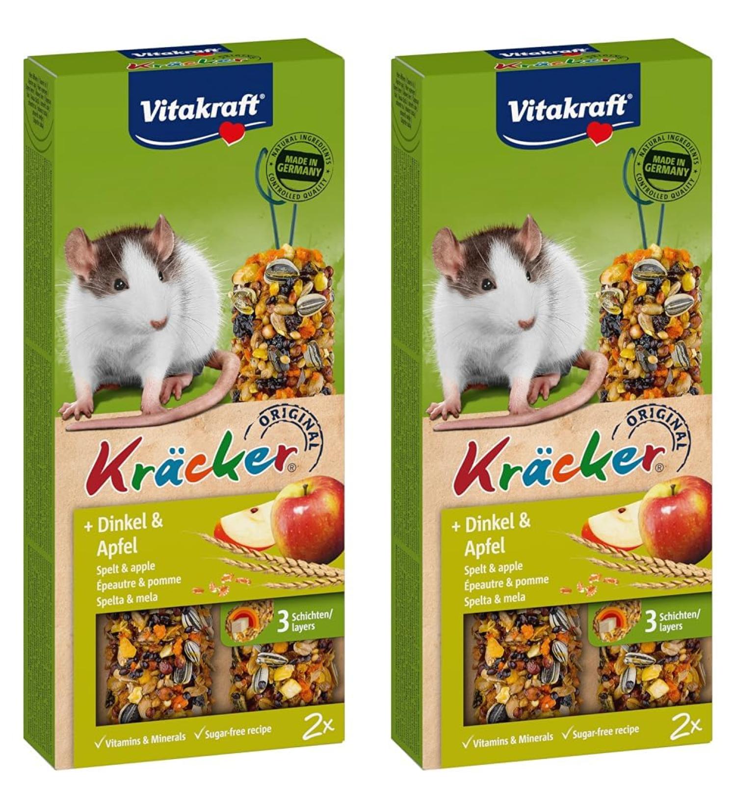 Vitastras Kr cker for Rats - Spelled & Apple Treats with Vitamins & Minerals (2-Pack) - Buy Online on GoSupps.com