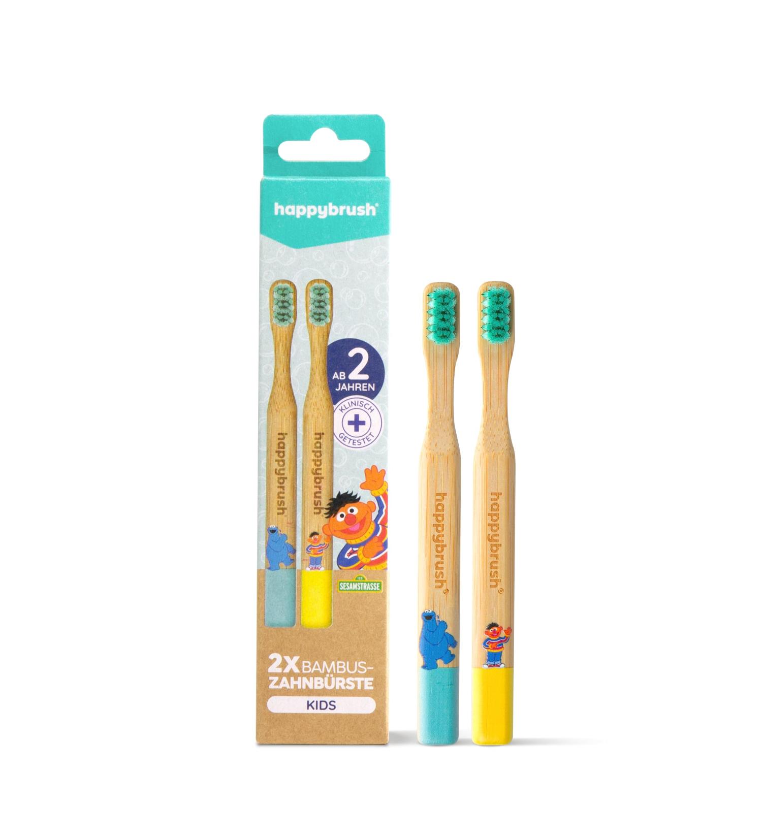 happybrush Bamboo Toothbrush Sesame Street pack of 2