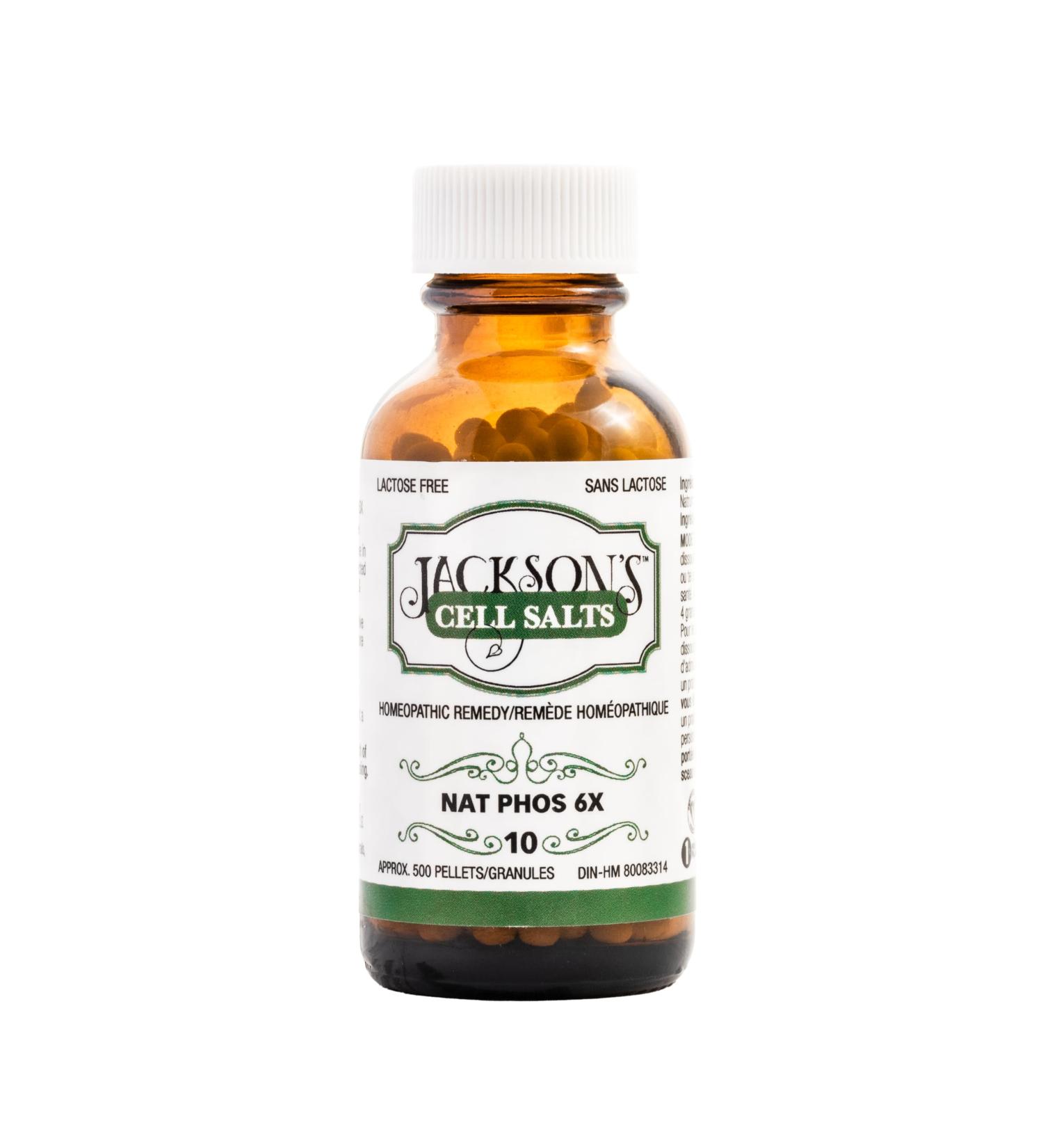 Jackson's Cell Salt #10 Nat Phos 6X (500 Pellets) - Certified Vegan Lactose-Free Natrum Phosphoricum | Buy Internationally - Buy Online on GoSupps.com