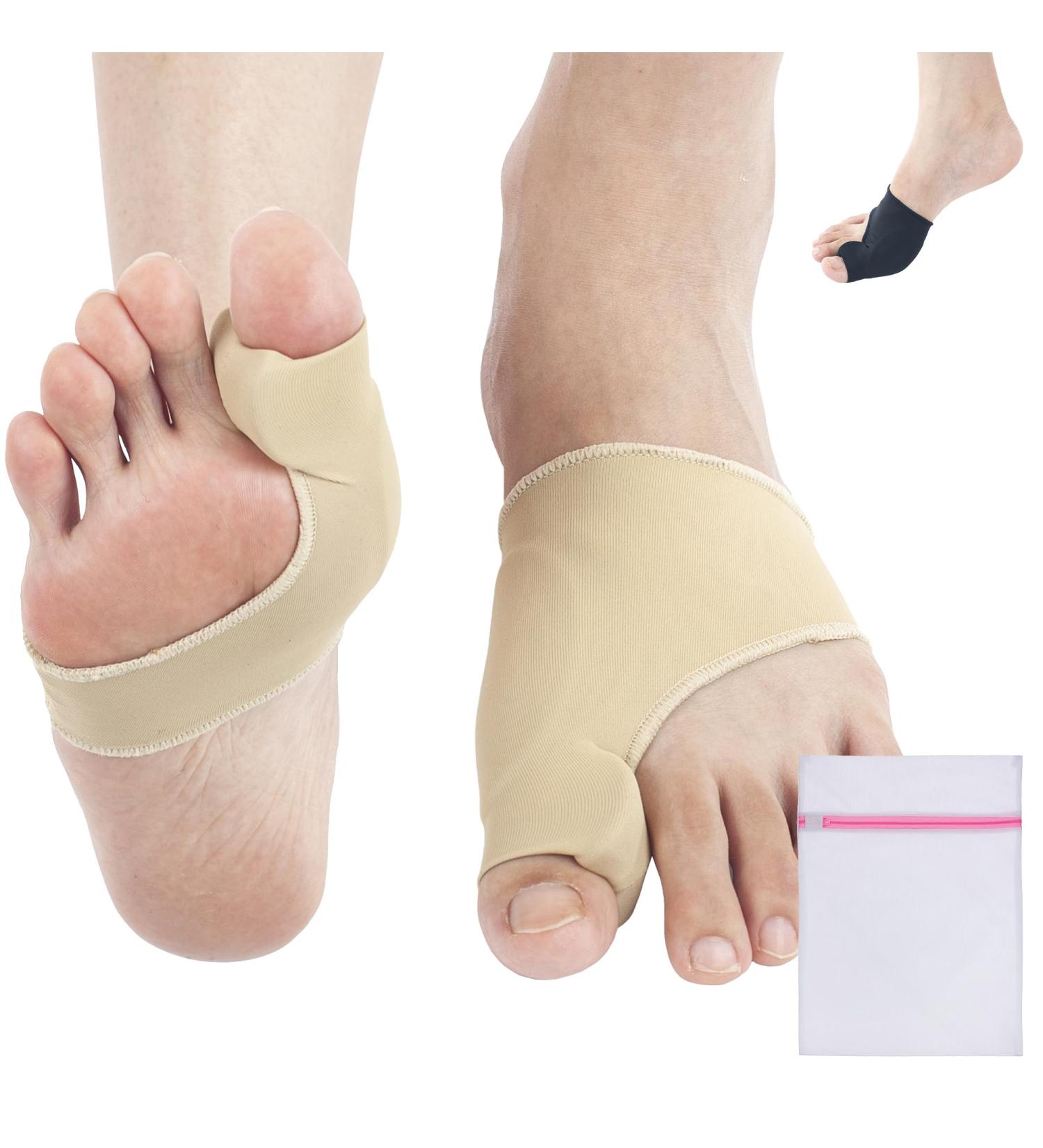 360 RELIEF Silicone Bunion Corrector - Big Toe Separator & Pain Relief | Beige Large Pair + Mesh Laundry Bag - Buy Online on GoSupps.com