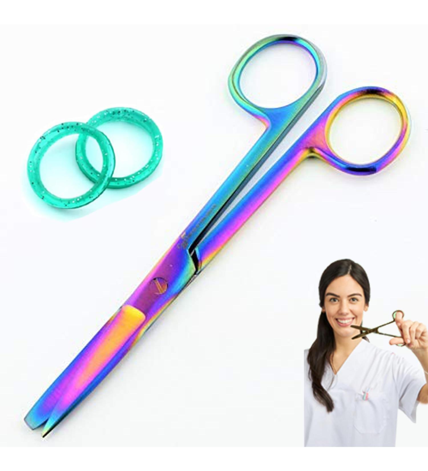 Aftren operational preparation scissors especially bandage scissors for nursing hospital clinics with blunt tips J2-steel (rainbow 5.5 inches) 5.5 inch rainbow