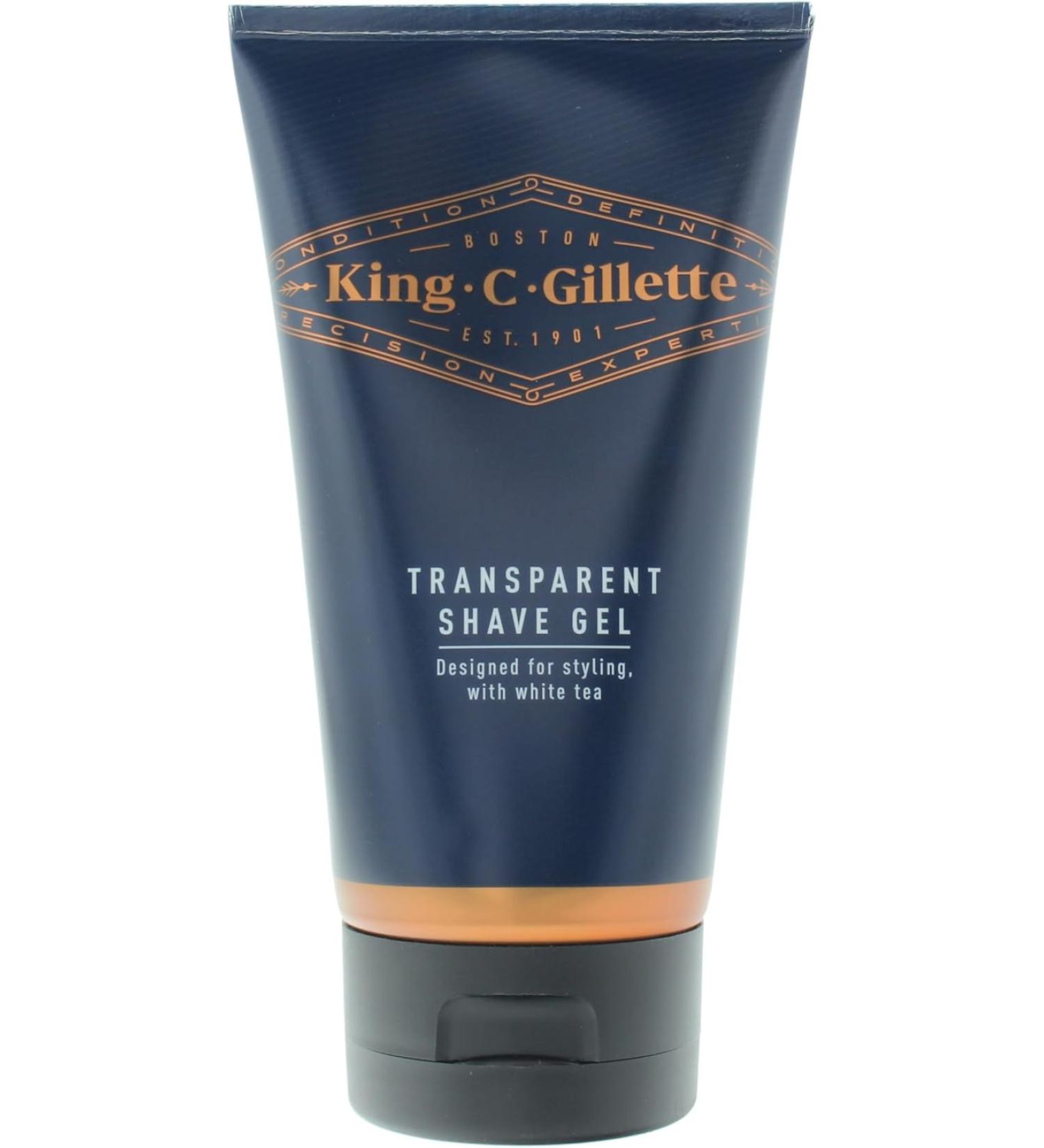 King C. Gillette Men's Transparent Shave Gel - 5oz with White Tea and Argan Oil - Buy Online on GoSupps.com