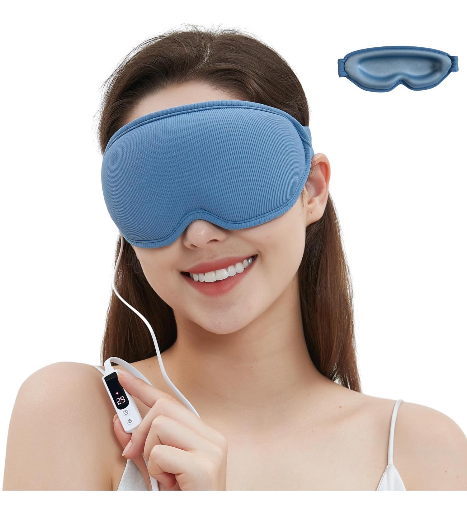 Best Heated Eye Mask for Dry Eyes - Smart Temp Control - Relief for Stye, Chalazion, Blepharitis - 3D Eye Mask for Sleep & Migraine - Light Blue - Buy Online on GoSupps.com