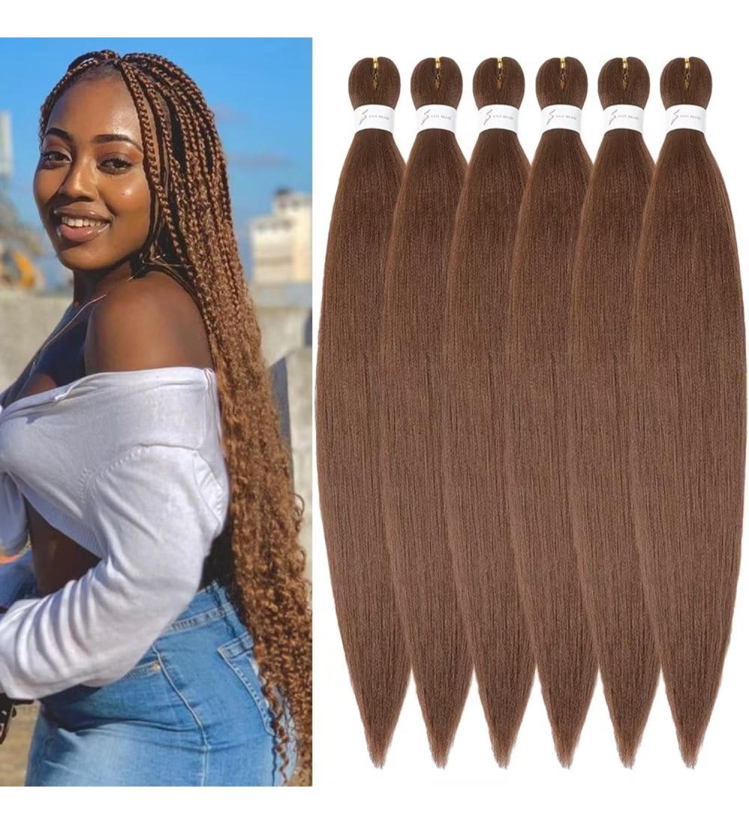 YDDM 26 Pre-Stretched Braiding Hair Extensions - 6 Pack Jumbo Braids | Brown Kunsthaar for Braid Styles | 66cm (30# & 26#) - Buy Online on GoSupps.com