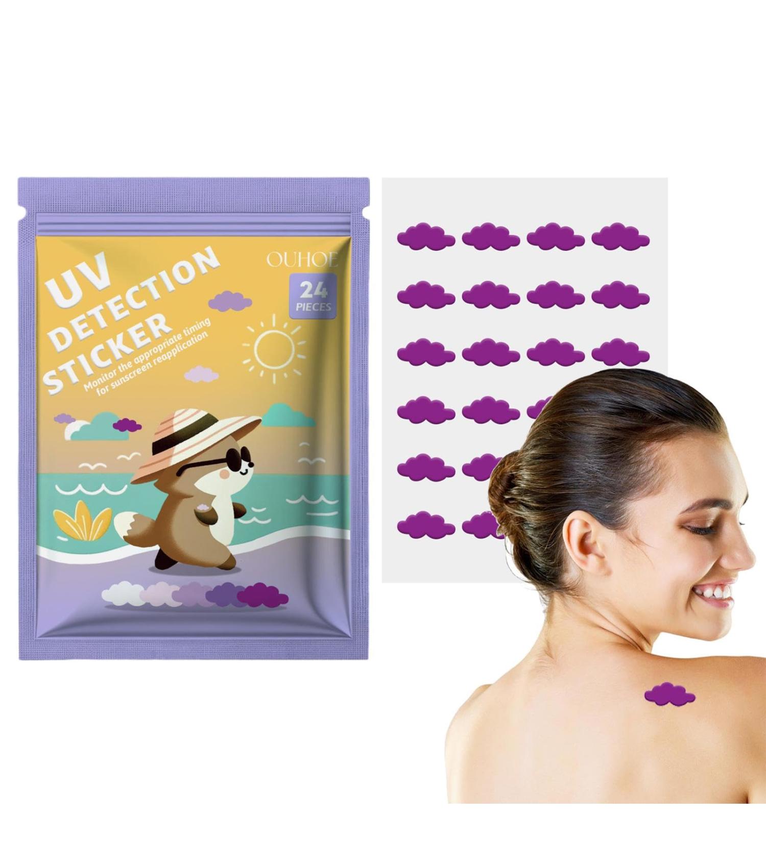  Wezalget Sunscreen Reminder Stickers UV Sunscreen Plasters SPF Sensing 24 Count - Pack of 5 Sunscreen Reminder Stickers for Sunburn Prevention - Buy Online on GoSupps.com