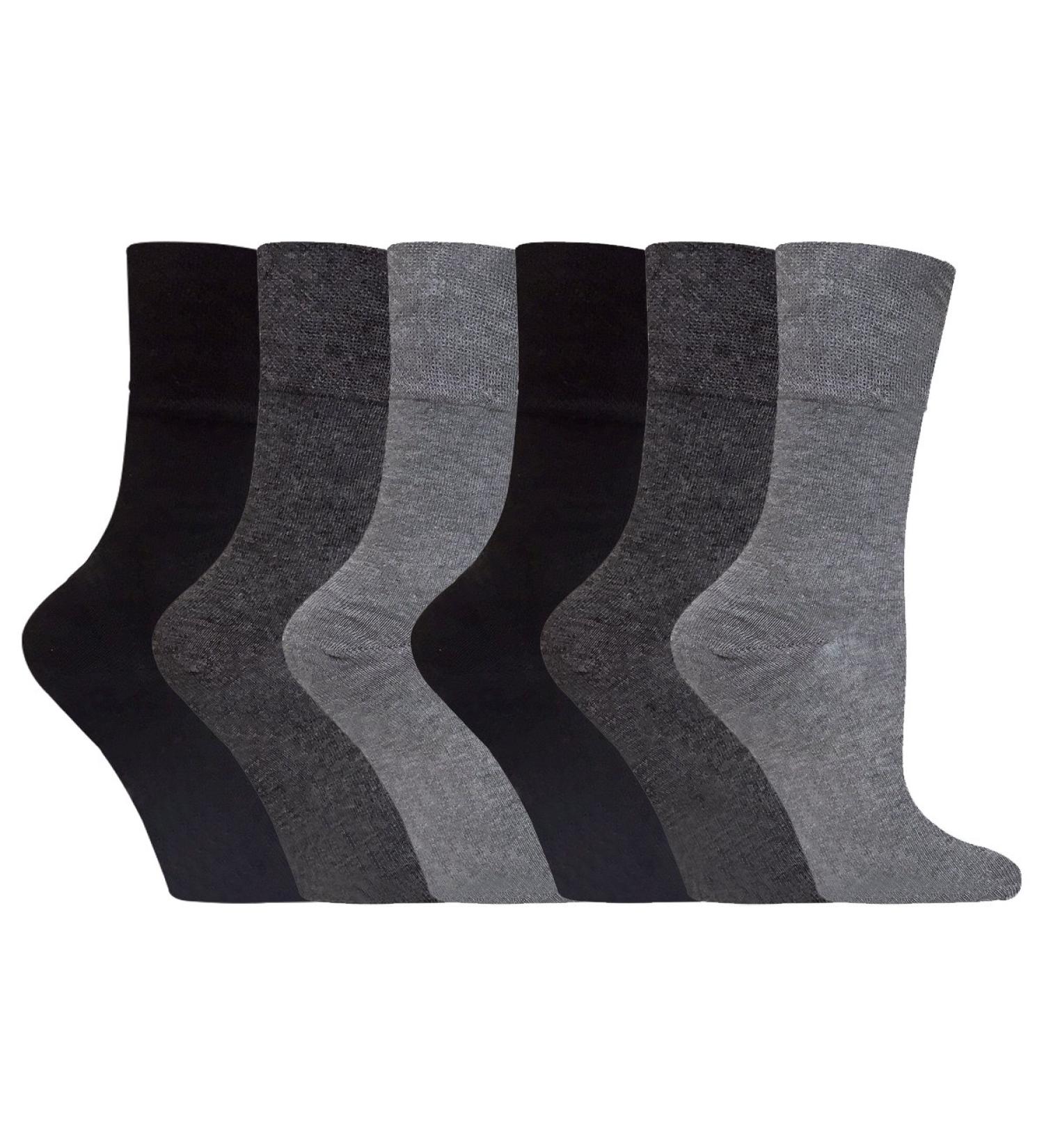 Gentle Grip 6-Pack Ladies Diabetic Socks - Size 5-9 US, Grey - Comfortable and Non-Binding - Buy Online on GoSupps.com