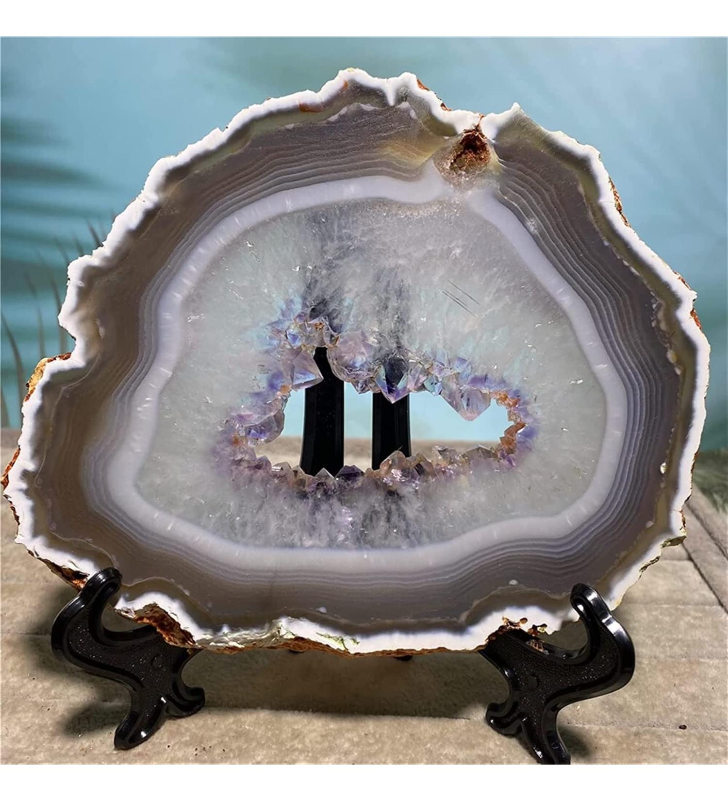 Amethyst Rough Stone Amethyst Agate Stone Slab Raw Minerl Gem Geode Home Decor Wicca Witchcraft - Buy Online on GoSupps.com