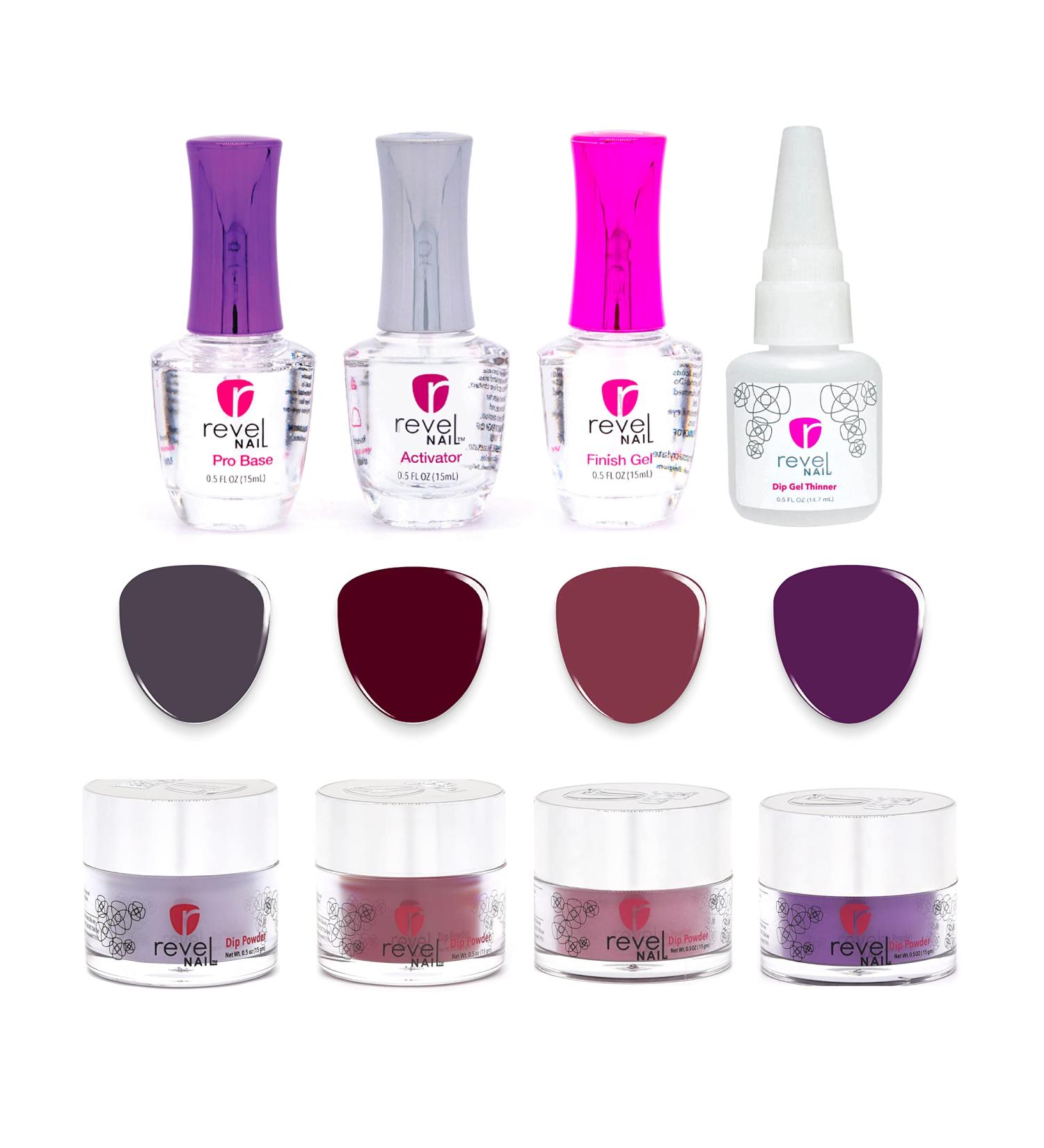 Revel Nail Starter Dip Powder Kit - 4 Color Manicure Set with Dip Powder and Liquid - Royal Affair - Buy Online on GoSupps.com