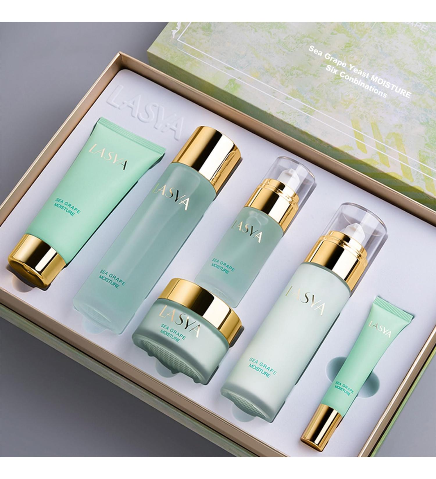 Sea Grape Skincare Set | 6-In-1 Facial Cleanser Toner Serum & More | Perfect Moisturizing Gift for Women - Buy Online on GoSupps.com
