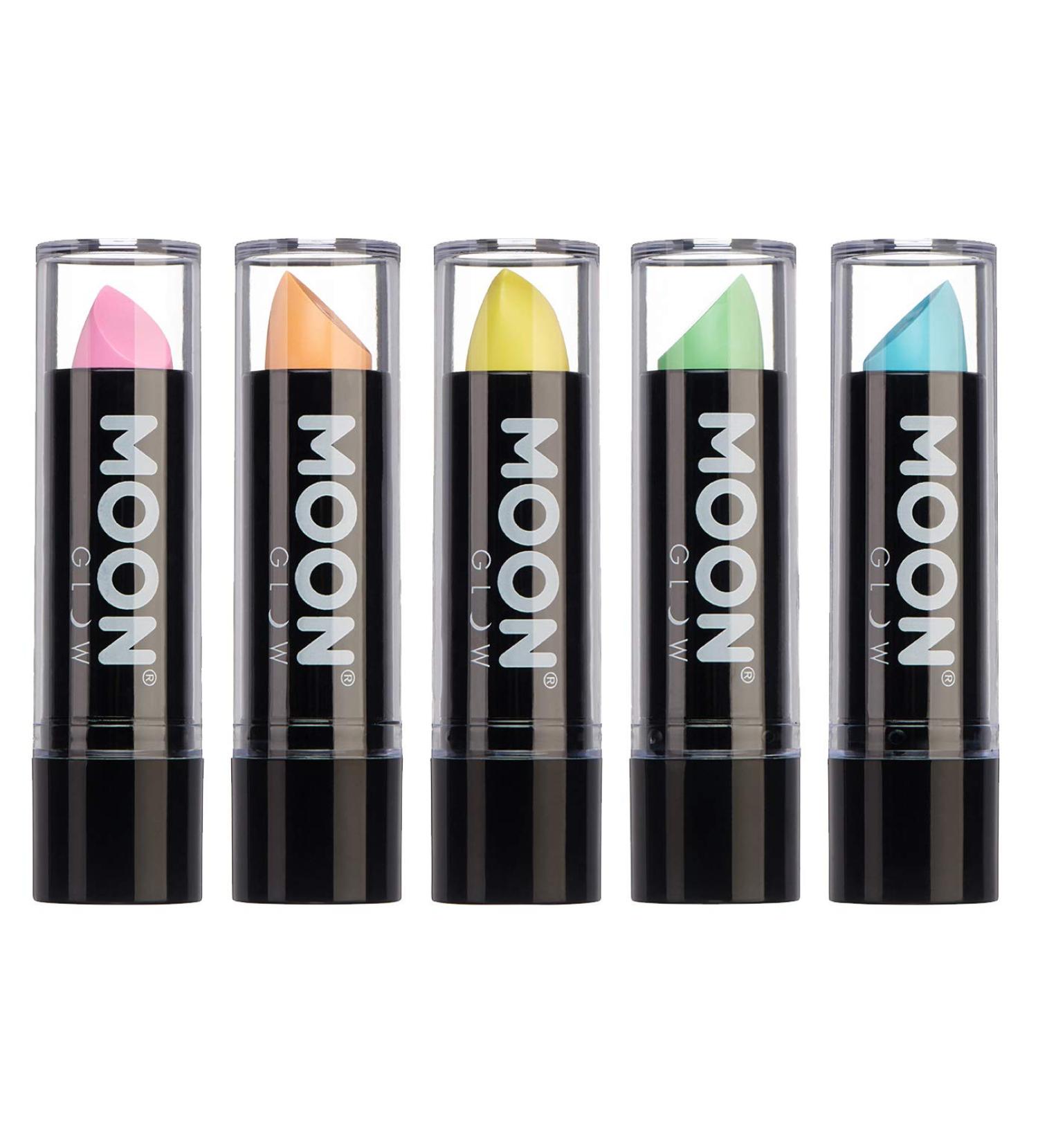 Moon Glow Neon UV Lipstick - Bright Pastel Colors that Illuminate Under UV Light | 5 Piece Set - Buy Online on GoSupps.com