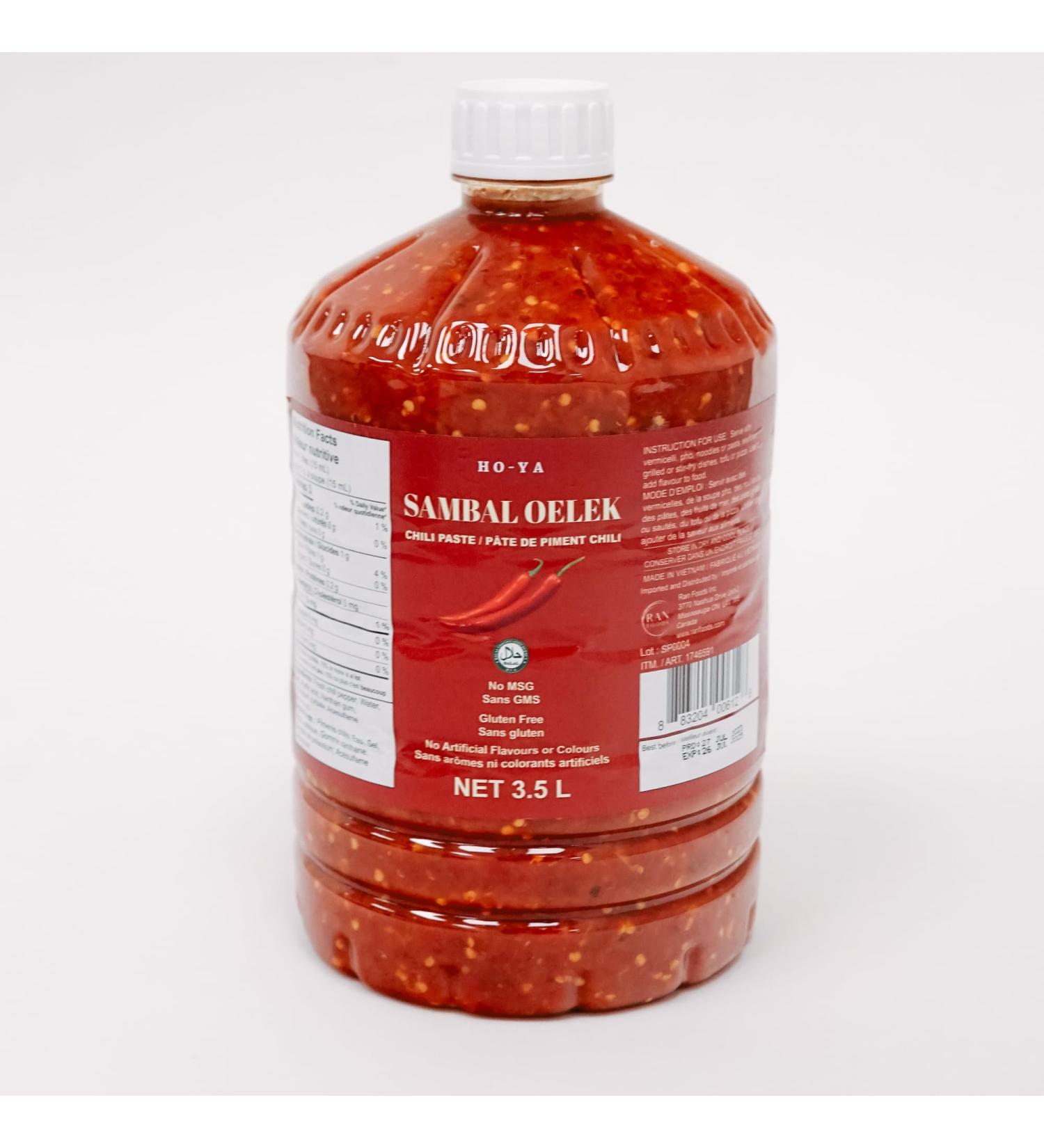 HO-YA Sambal Oelek Chili Paste Gluten Free No MSG No Artificial Colours or Flavours 3.5L - Buy Online on GoSupps.com