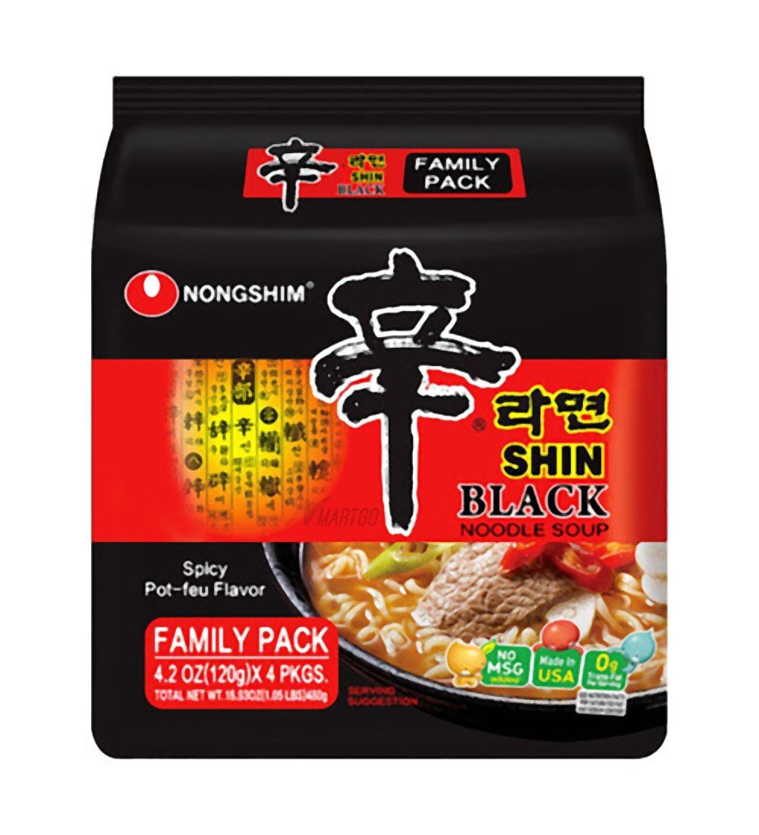 NongShim Shin Black Noodle Soup, Spicy, 4Pack (1Pack (4 Pack Each)) Spicy 4.2 Ounce (Pack of 4)