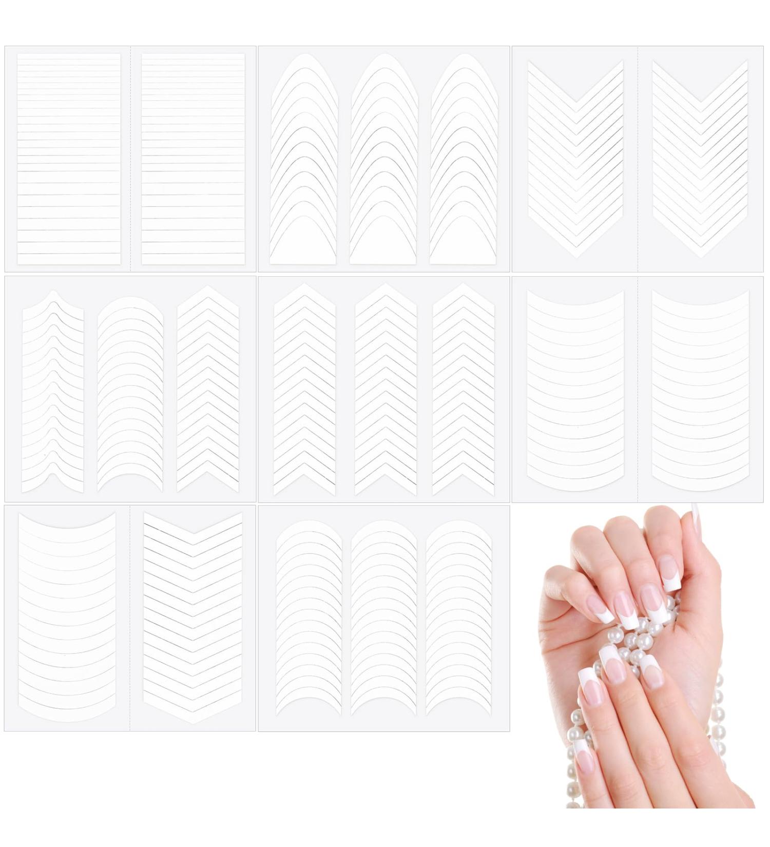 1734 Pieces French Tip Nail Art Stickers - DIY Self-Adhesive Manicure Strips & Decals | 8 Designs for Creative Nail Designs - Buy Online on GoSupps.com