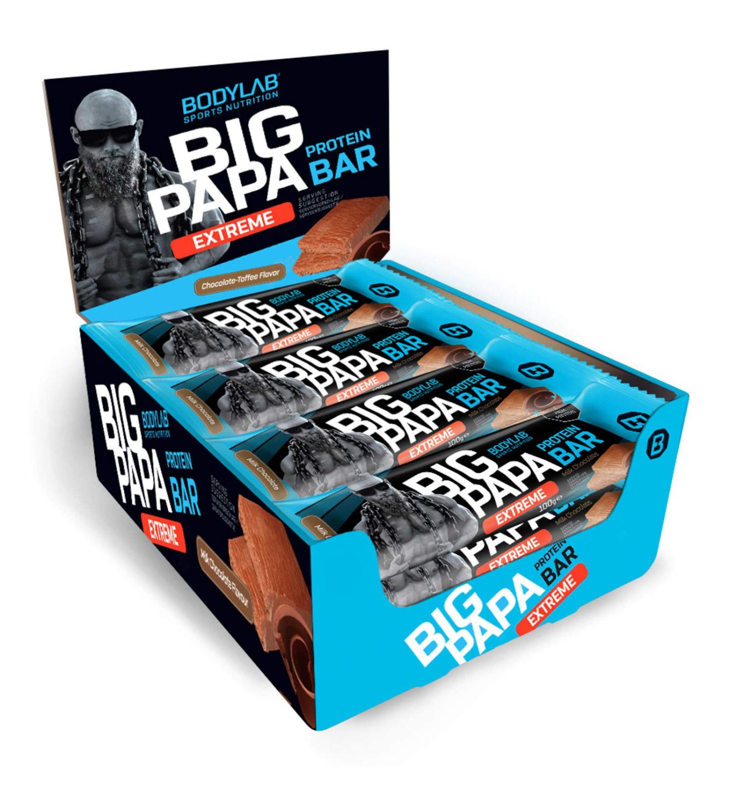 BODYLAB24 BIG PAPA Protein Bar 12x100g | 47g Protein Low Sugar Snack for Athletes | Chocolate Flavor - Buy Online on GoSupps.com