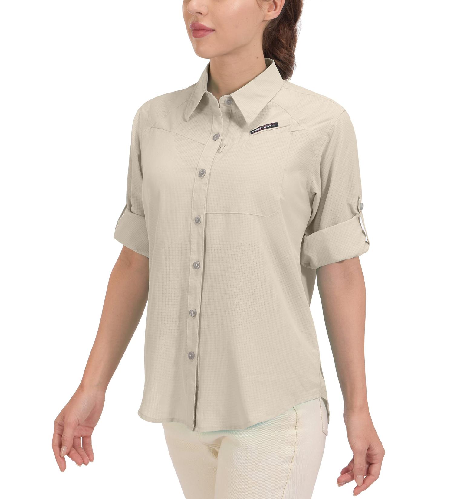 Little Donkey Andy Women's UPF 50 UV Protection Long Sleeve Shirt - Breathable and Quick Dry for Fishing and Hiking - Khaki Medium - Buy Online on GoSupps.com
