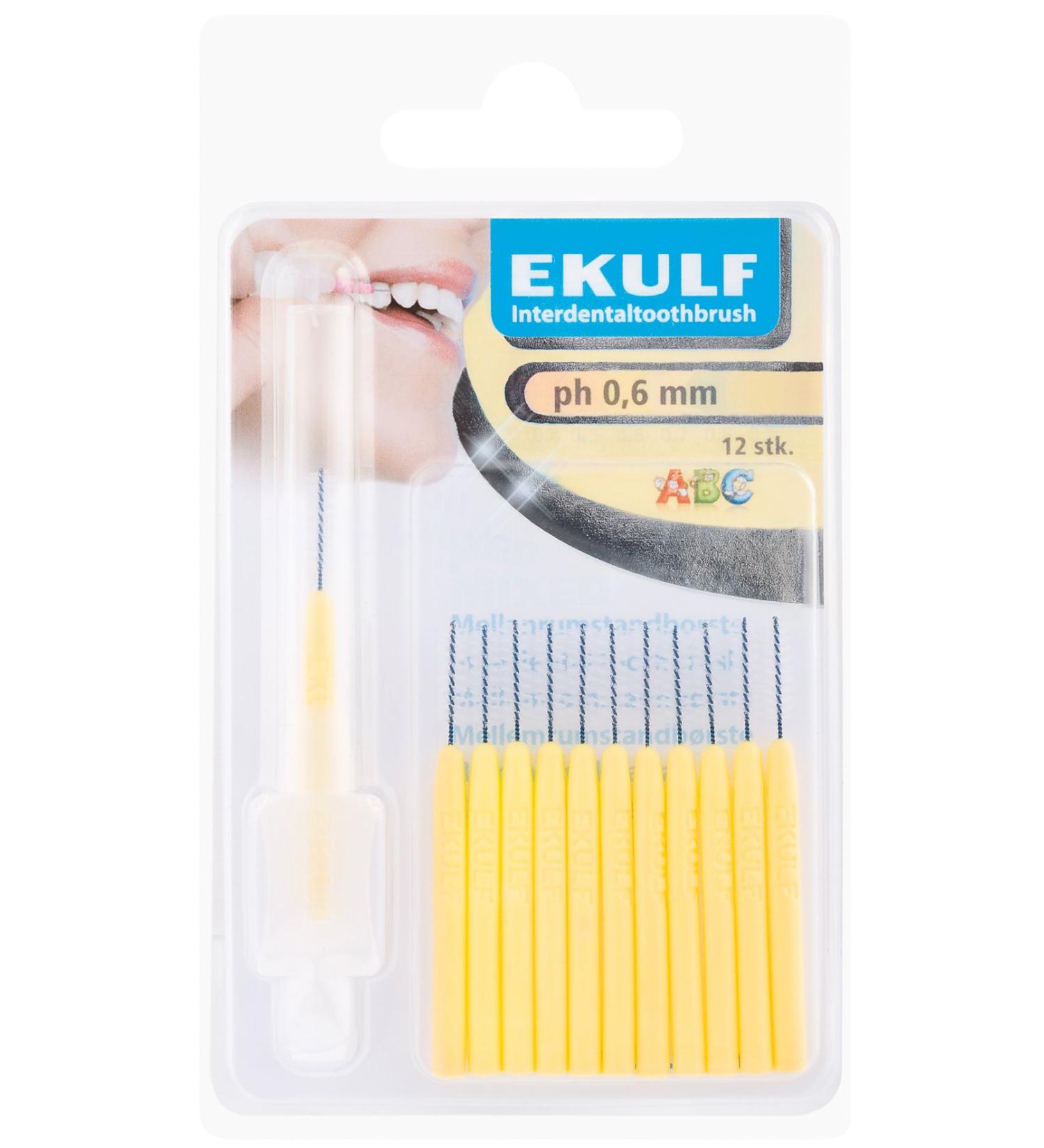 Ekulf Interdental Toothbrush 0.6 mm 12 pieces 0.6mm Yellow