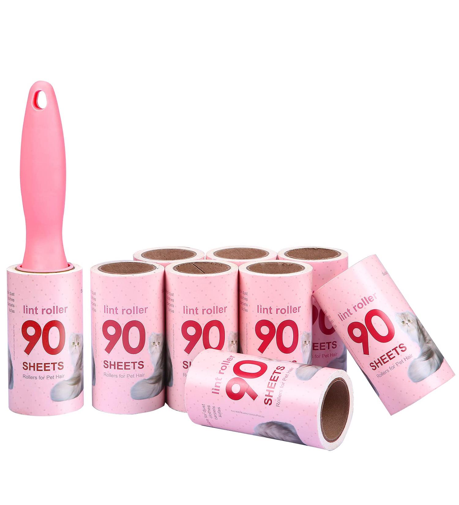 Sticky Lint Roller & Brush Set - 8 Replacement Rolls for Hair Clothes Sofa & Carpet | Animal Hair Remover - 90 Sheets Each - Buy Online on GoSupps.com