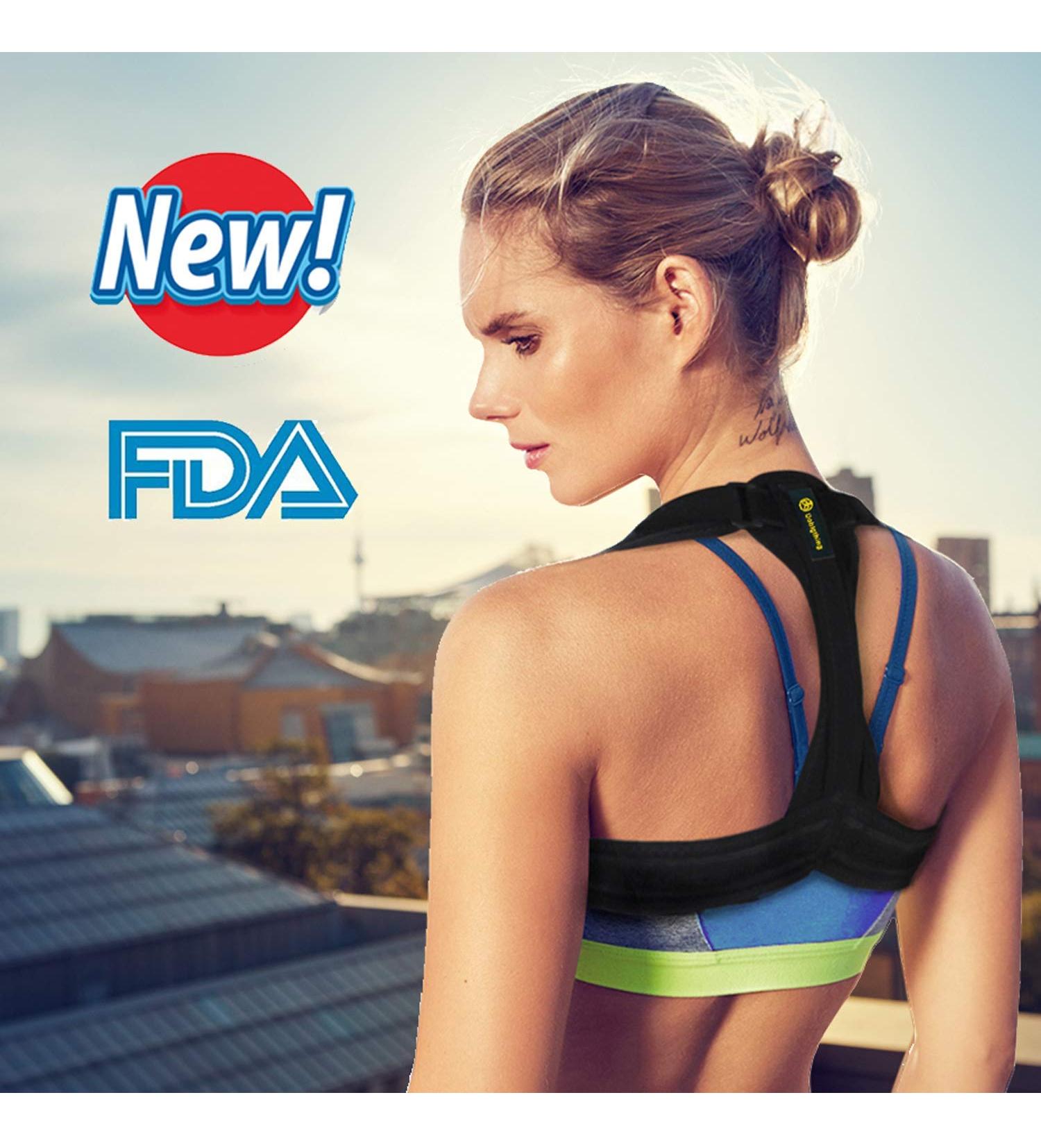Back Posture Corrector for Men Women & Kids | Comfortable & Effective Clavicle Brace in Deep Black - Buy Online on GoSupps.com