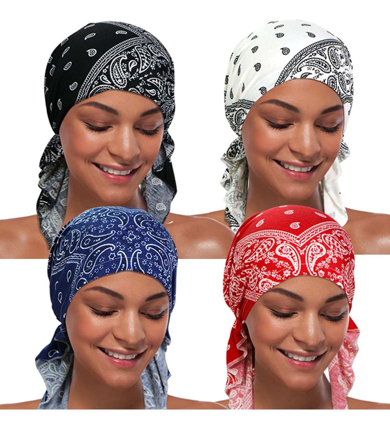 Ashilisia Women's Chemo Hat Turban Beanie - 4 Piece Pre-Tied Headwraps for Hair Loss - Buy Online on GoSupps.com