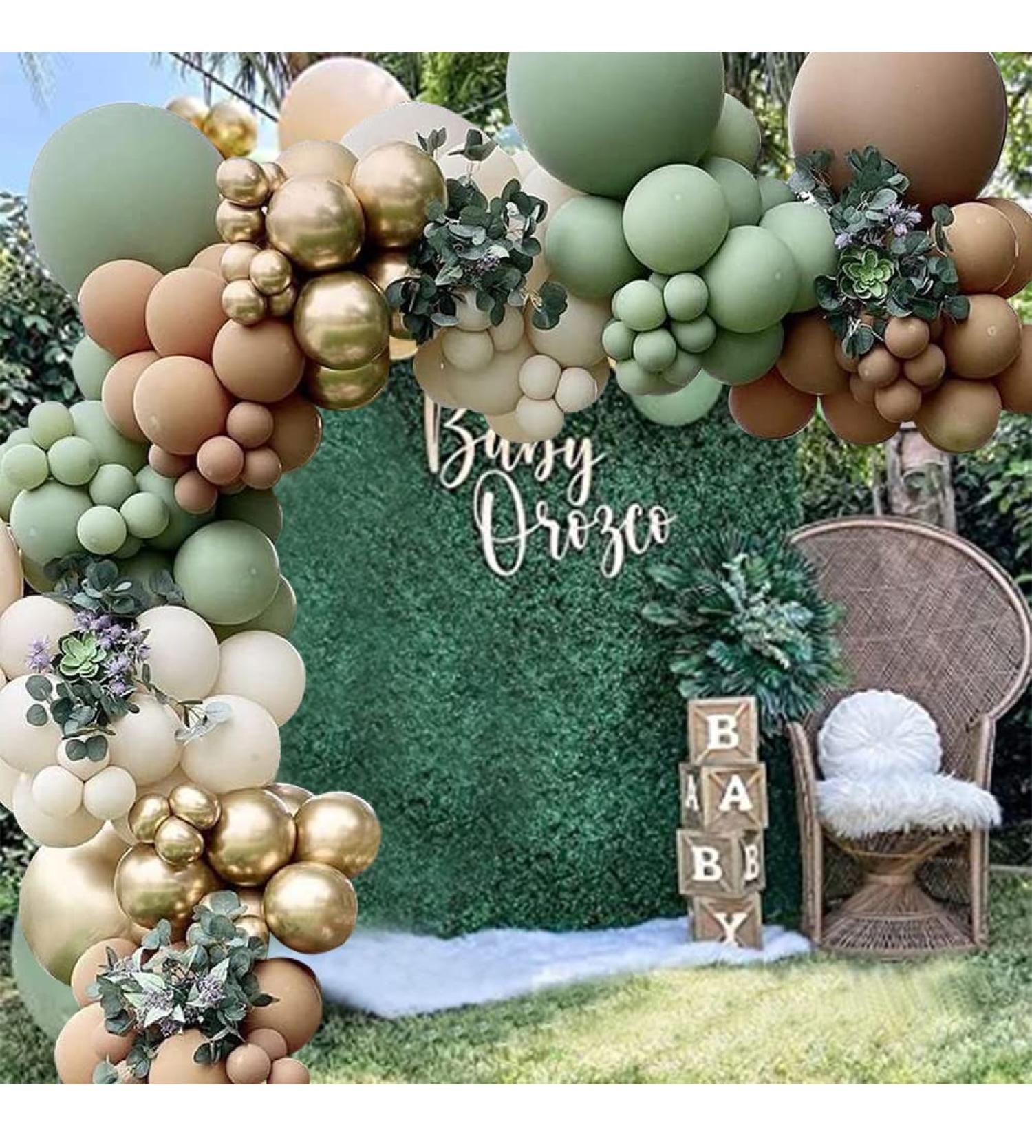 143Pcs Sage Green Balloon Garland Arch Kit Jungle Safari Woodland Balloon Garland Arch Sage Green Brown Beige Gold Balloons for Baby Shower Wild One Safari Birthday Decorations (Sage Green) - Buy Online on GoSupps.com