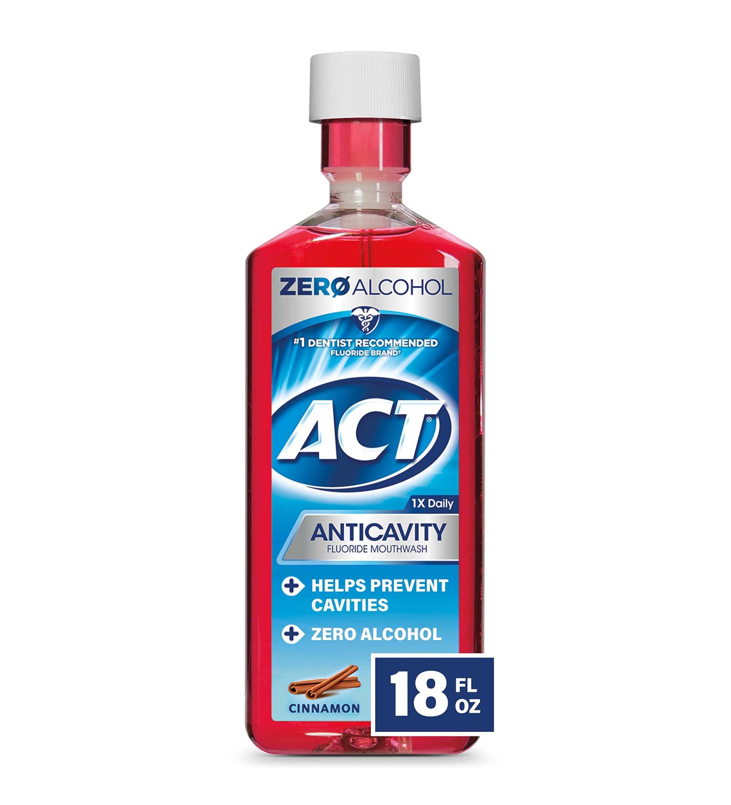 ACT Whitening + Anticavity 16.9 fl. oz. & Anticavity 18 fl. oz. Zero Alcohol Fluoride Mouthwashes Mouthwash + 18 fl. oz. Zero Alcohol - Buy Online on GoSupps.com