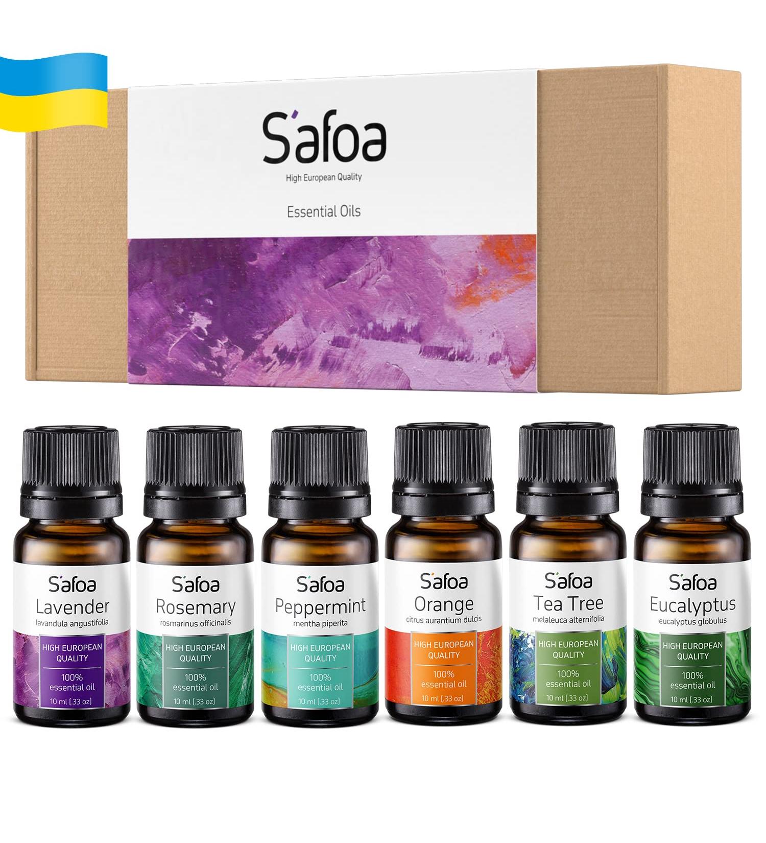 Essential Oils for Diffusers - Set of 6 Tea Tree, Rosemary, Lavender, Peppermint, Orange, Eucalyptus - Perfect Starter Gift Kit - Buy Online on GoSupps.com