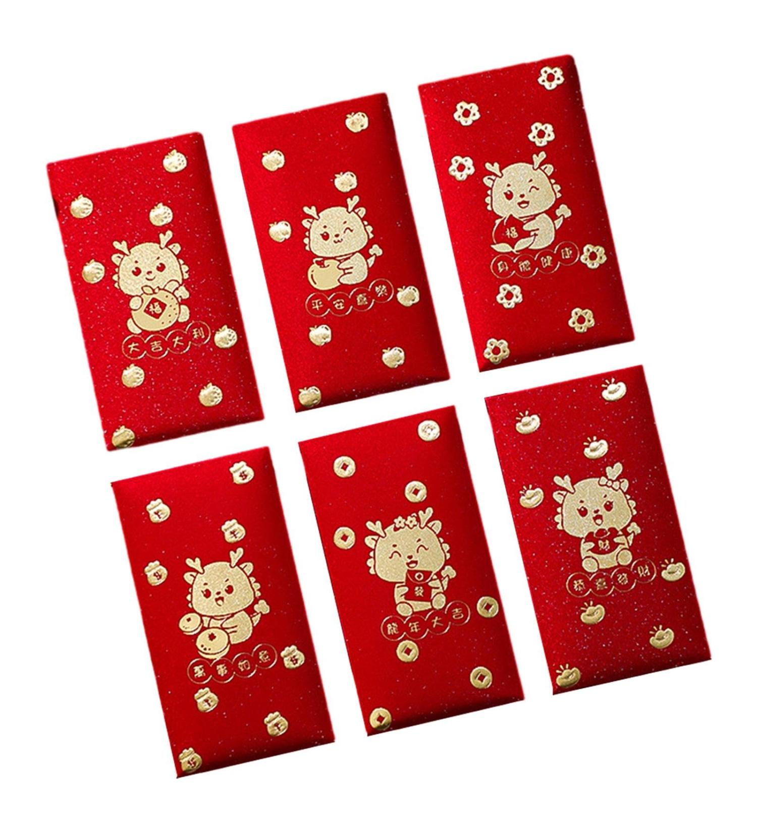 AWHAO 6 Pieces Chinese New Year Red Envelopes 2024 Dragon Year Red Packet Hong Bao for Birthday Style C - Buy Online on GoSupps.com