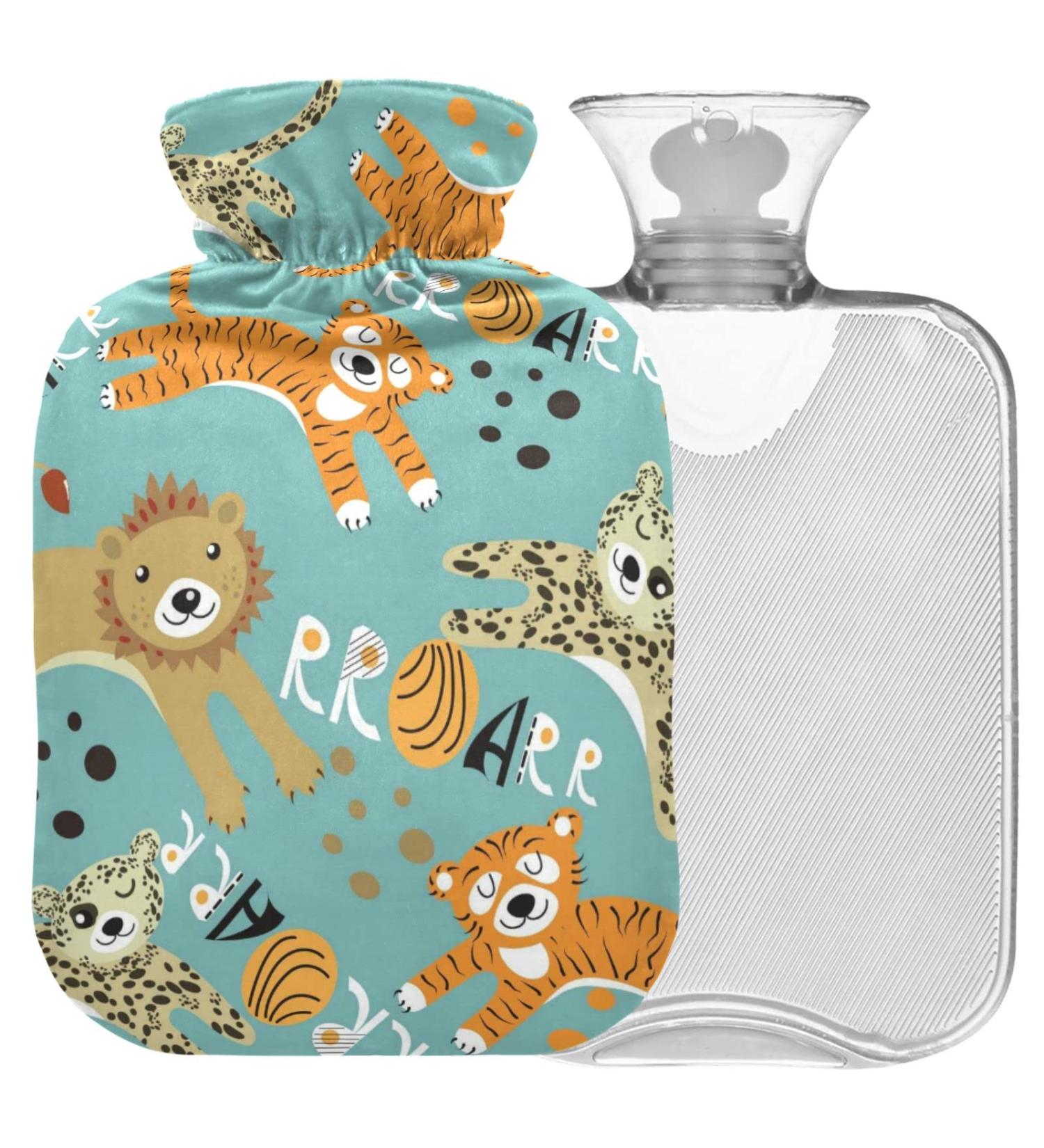 Naanle Animal Tiger Lion Hot Water Bottle | 1L Transparent Heat Bottle for Bed & Foot Warmer | Pain Relief & Cold Therapy - Buy Online on GoSupps.com