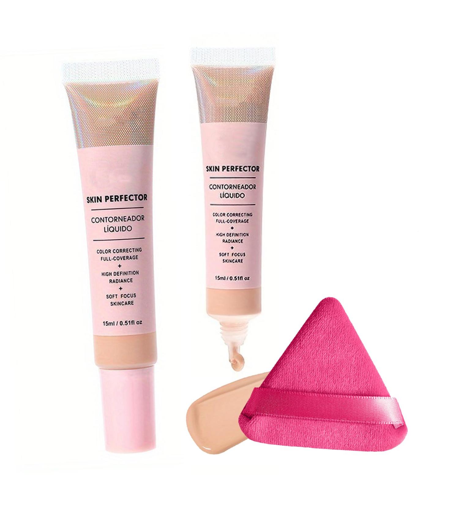 CC Cream Bb Cream Foundation Skin Tone Adjusting Matte Colour Correcting Brightening Face Cream Full Coverage Foundation Anti-Redness with Triangle Powder Puff Set (Natural) - Buy Online on GoSupps.com