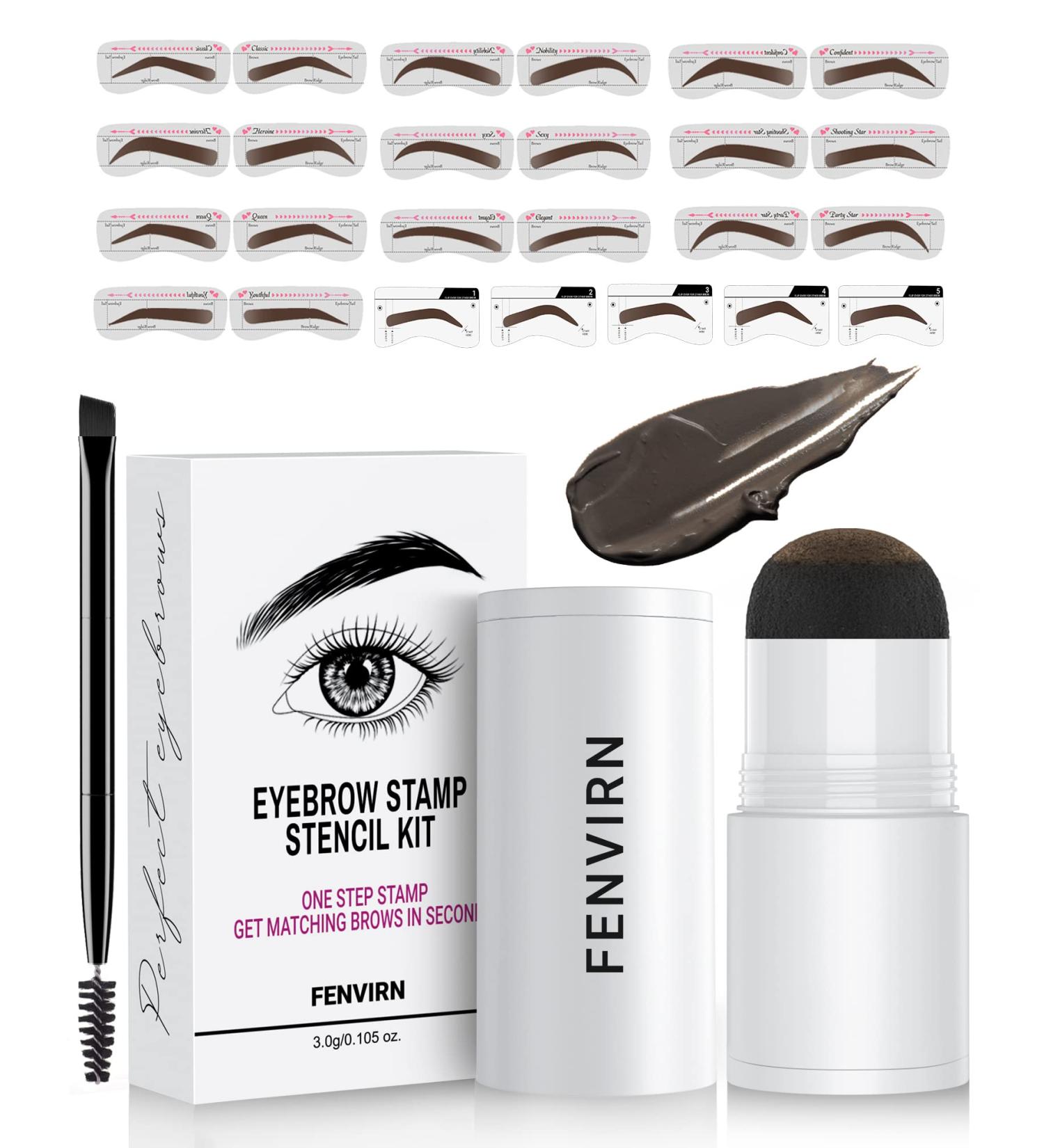 Eyebrow Stamp Stencil Kit - 1 Step Brow Stamping with 25 Stencils - Long-Lasting & Waterproof in Black Grey - Buy Online on GoSupps.com