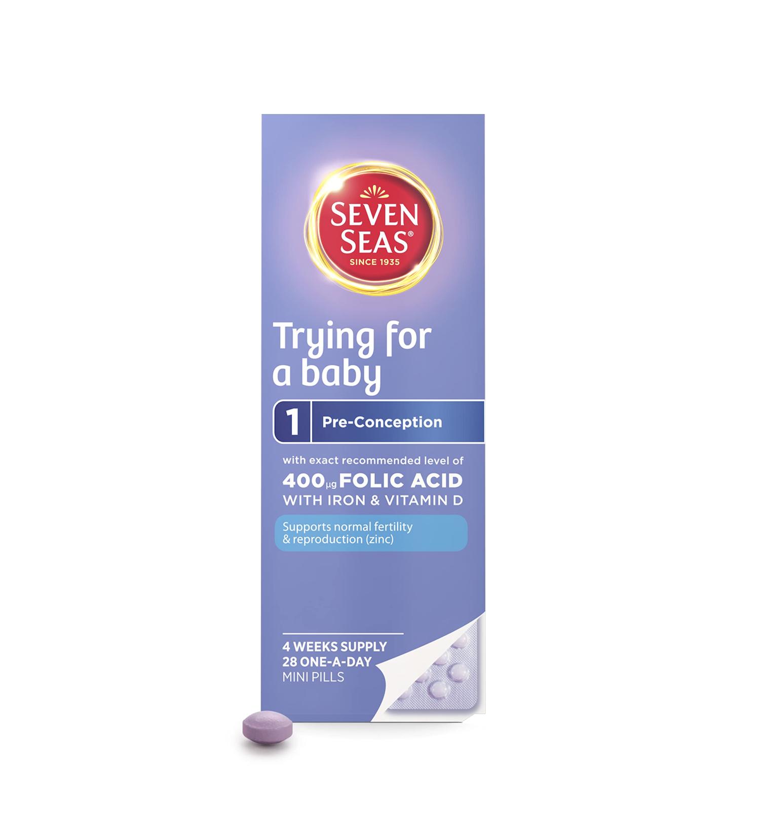 Seven Seas Folic Acid Prenatal Vitamins for Women - 28 Tablets with Iron, Vitamin D, Zinc, B12 & B6 for Fertility Support - Buy Online on GoSupps.com