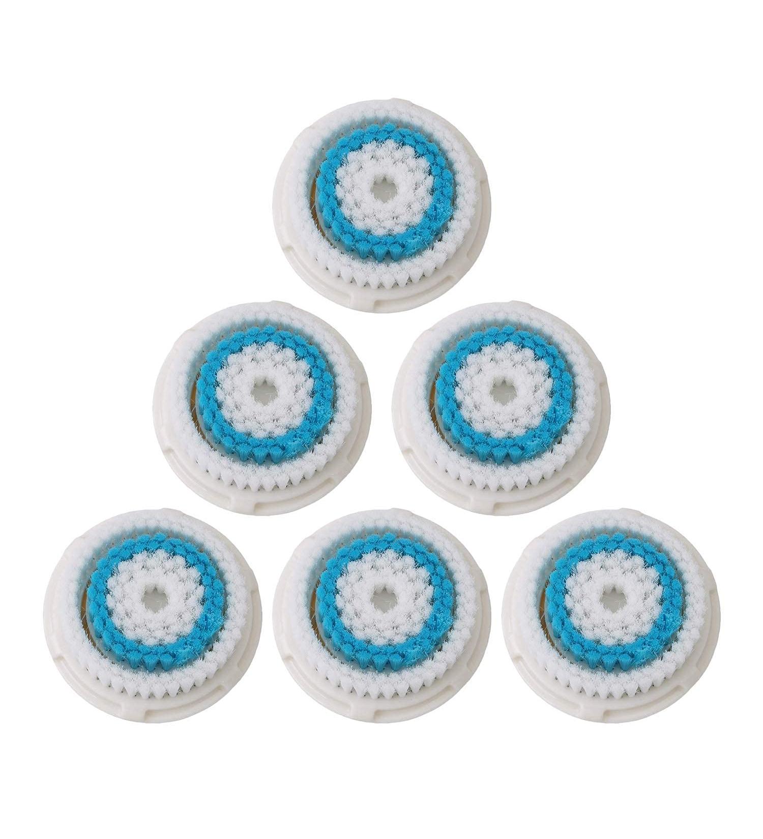 Facial Cleansing Brush Head Replacement - 6 Blue Heads for Clogged and Enlarged Pores - Buy Online on GoSupps.com