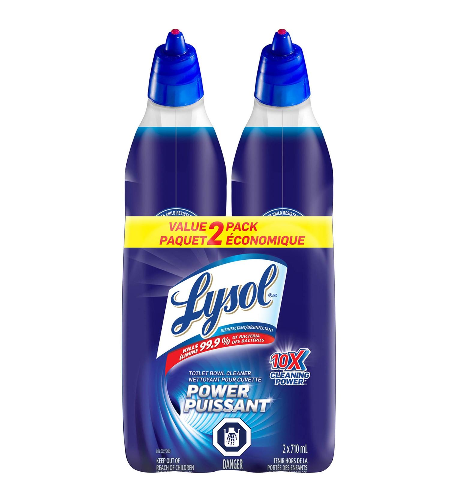 Lysol Toilet Bowl Cleaner Power For Cleaning and Disinfecting Stain Removal 10x cleaning actions 1420ml Pack of 2 (2 x 710ml) - Buy Online on GoSupps.com