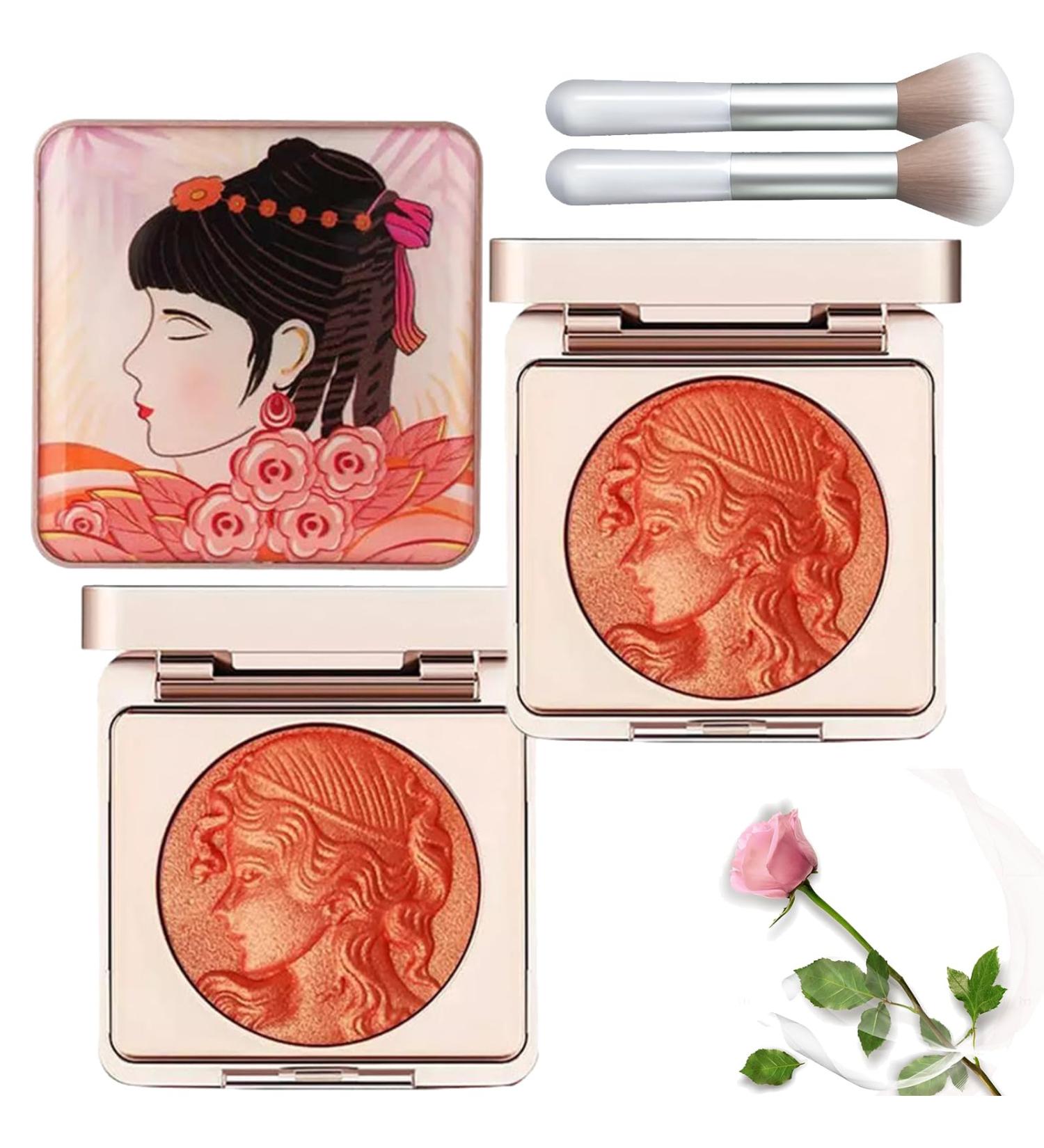 Embossed Smooth Powder Blush Palette for Cheeks Matte Face Powder Blush Palette Face Matte Blush Palette Natural Makeup Long Lasting Baked Texture for All Skins (2PCS Orange) - Buy Online on GoSupps.com