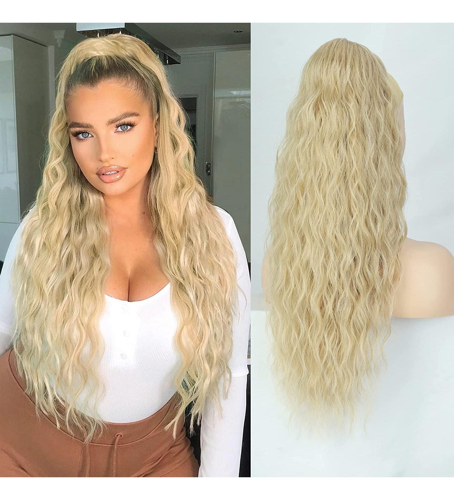 Ponytail Extensions Blonde Long Wrapped Hairpiece Ponytail Natural Synthetic Hair Hair Extensions for Women Afro Braid Ponytail Approx. 60 cm 095C - Buy Online on GoSupps.com