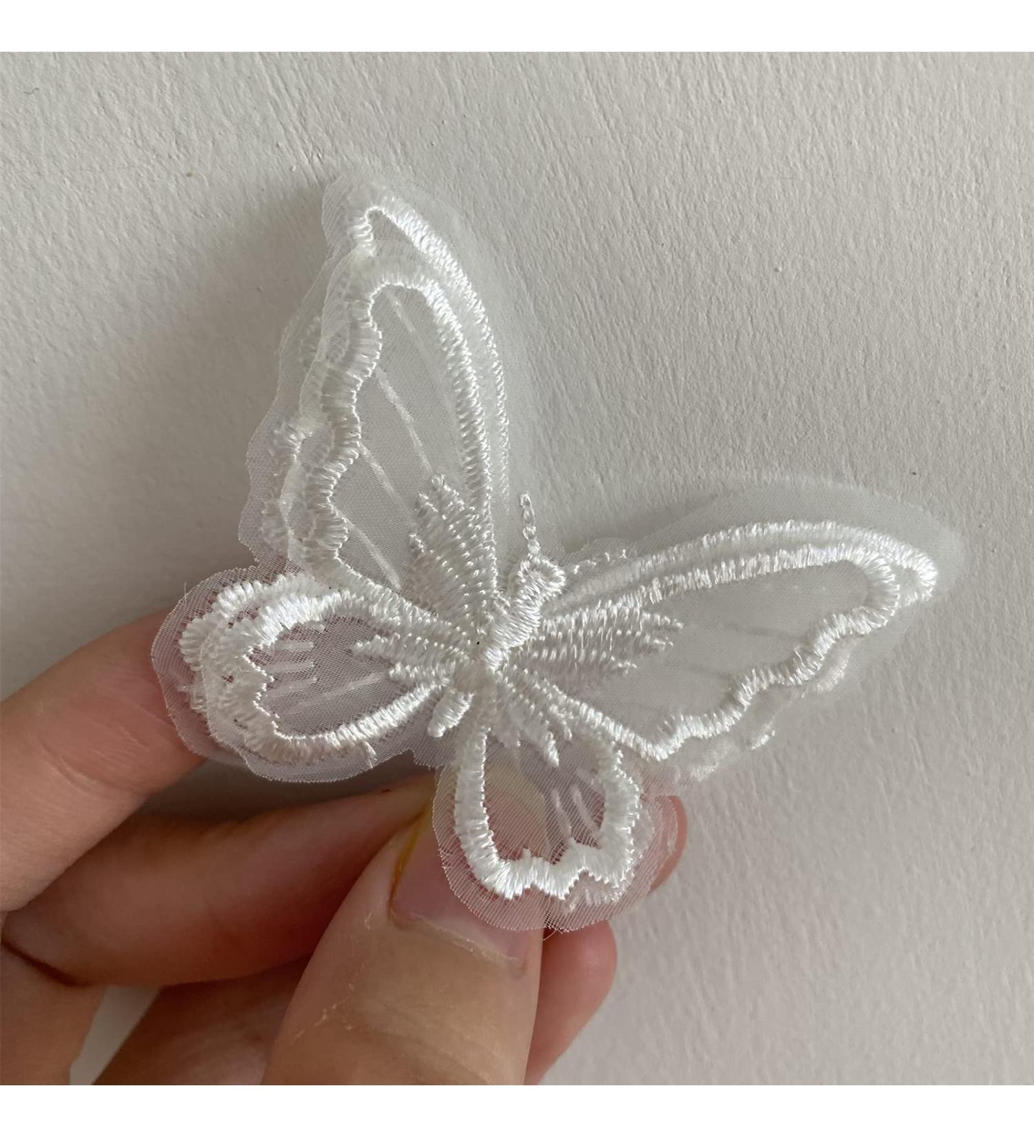 12pcs Double Layer Organza Butterfly Lace Trim for DIY Crafts - White - Buy Online on GoSupps.com