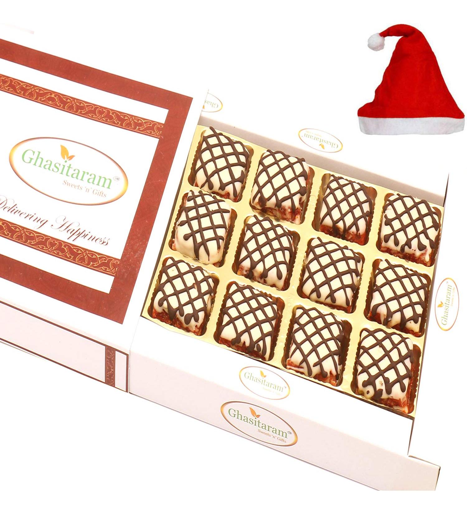 Ghasitaram Gifts Christmas Gifts - Anjeer Chocolate Bites in White Box Anjeer Chocolate Bites in White Box with Cap - Buy Online on GoSupps.com