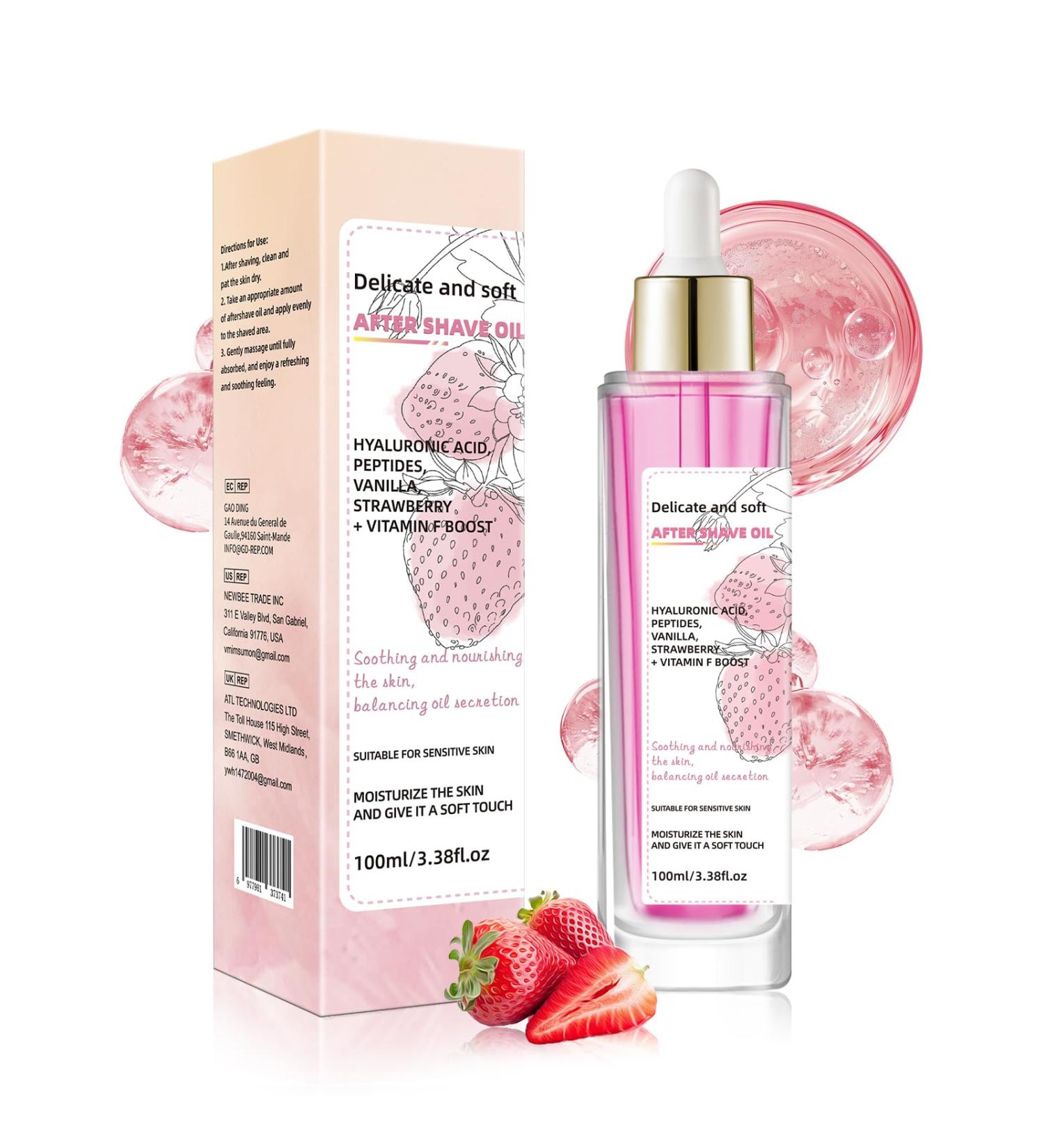 Racgrul Luxury Bikini Area After Shave Oil for Women | Soothing Intimate Shave Treatment Prevents Ingrown Hair & Irritation | Soft Serve Texture Strawberry Vanilla Scent Hydrating Post Shave Oil - Buy Online on GoSupps.com