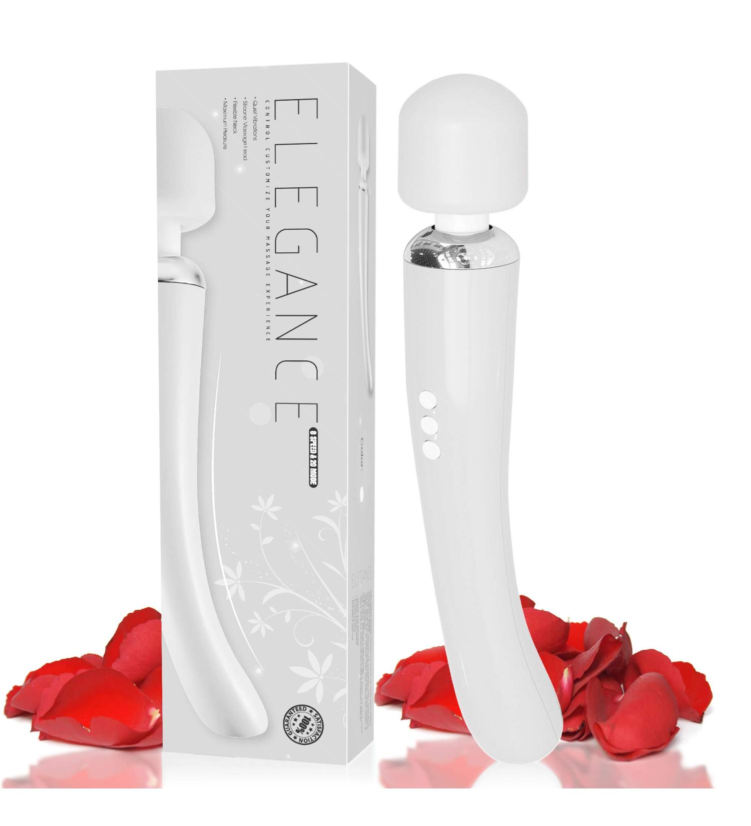 Therapeutic Personal Massager - Handheld Cordless & Powerful Wand | 8 Speeds 20 Vibrating Patterns | USB Rechargeable - White Metallic - Buy Online on GoSupps.com