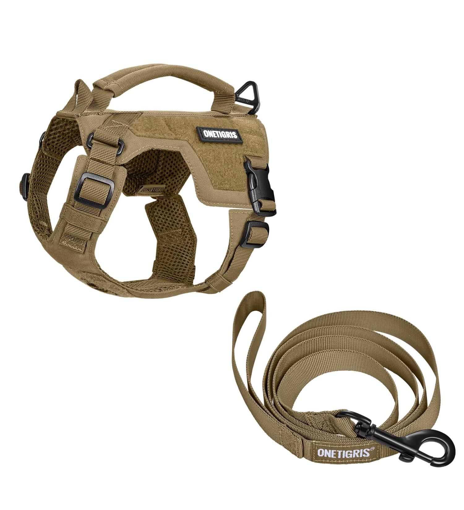 Oneigris Dog Harness and Leash Set | Mini Trooper Puppy Dishes with Control Handle for Extra Small to Medium Dogs - Brown XXS - Buy Online on GoSupps.com