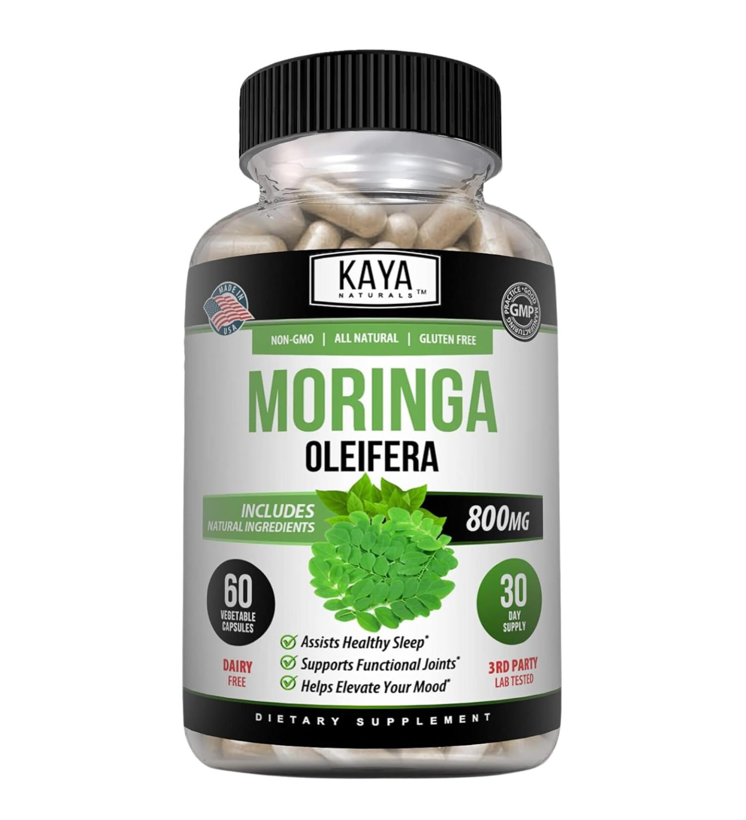 Kaya Naturals Moringa Leaf Extract - Complete Greens Superfood Supplement - Pure Miracle Tree Moringa - Boost Energy Naturally - Nutrient Dense Vitamins for Adult - 60 Veggie Count 60 Count (Pack of 1) - Buy Online on GoSupps.com