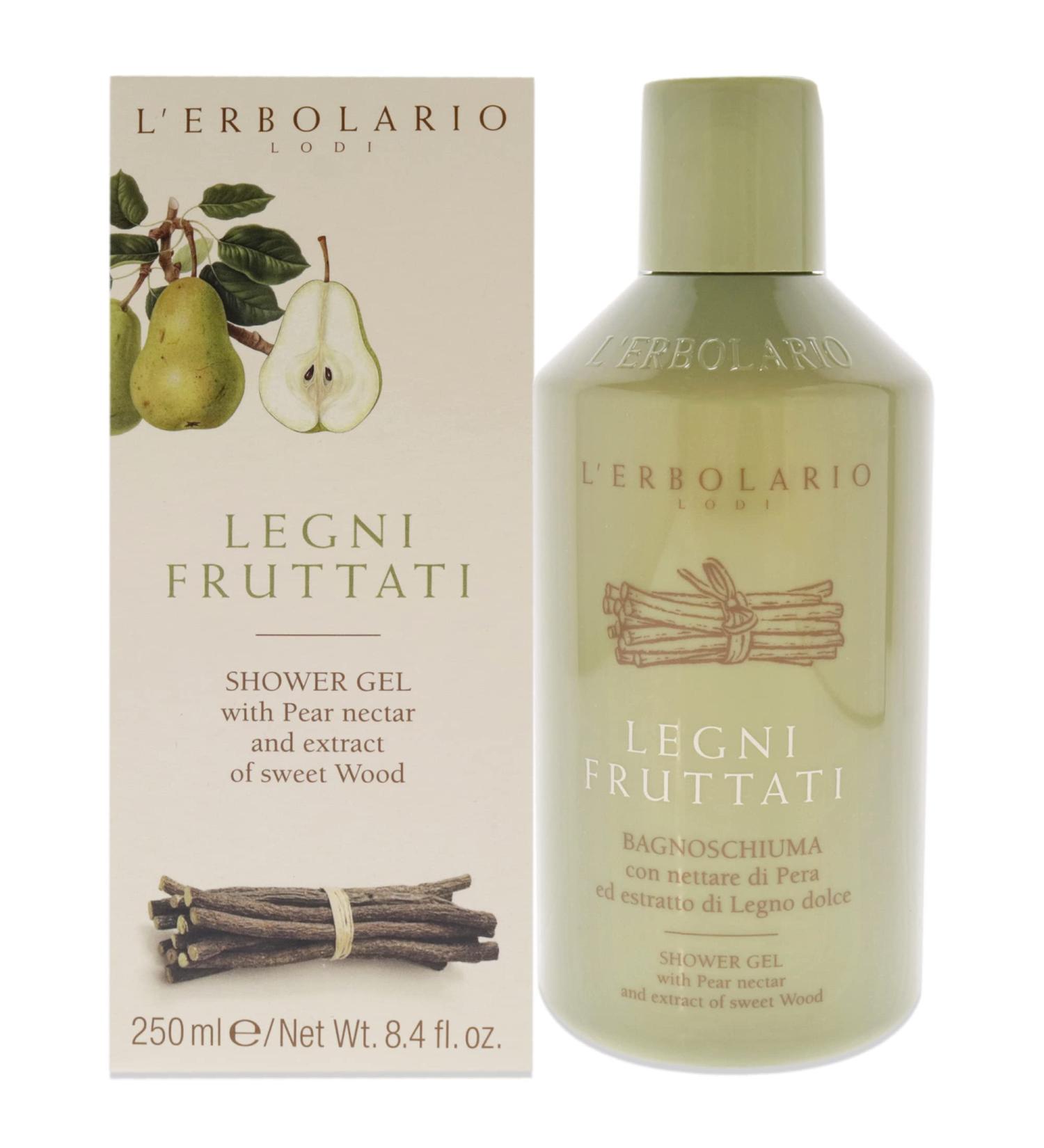 L'Erbolario Fruity Woods Shower Gel - Pear Nectar & Sweet Wood Extract - Sensitive Skin - Relaxing Woody Fruity Fragrance - 8.4 oz - Buy Online on GoSupps.com