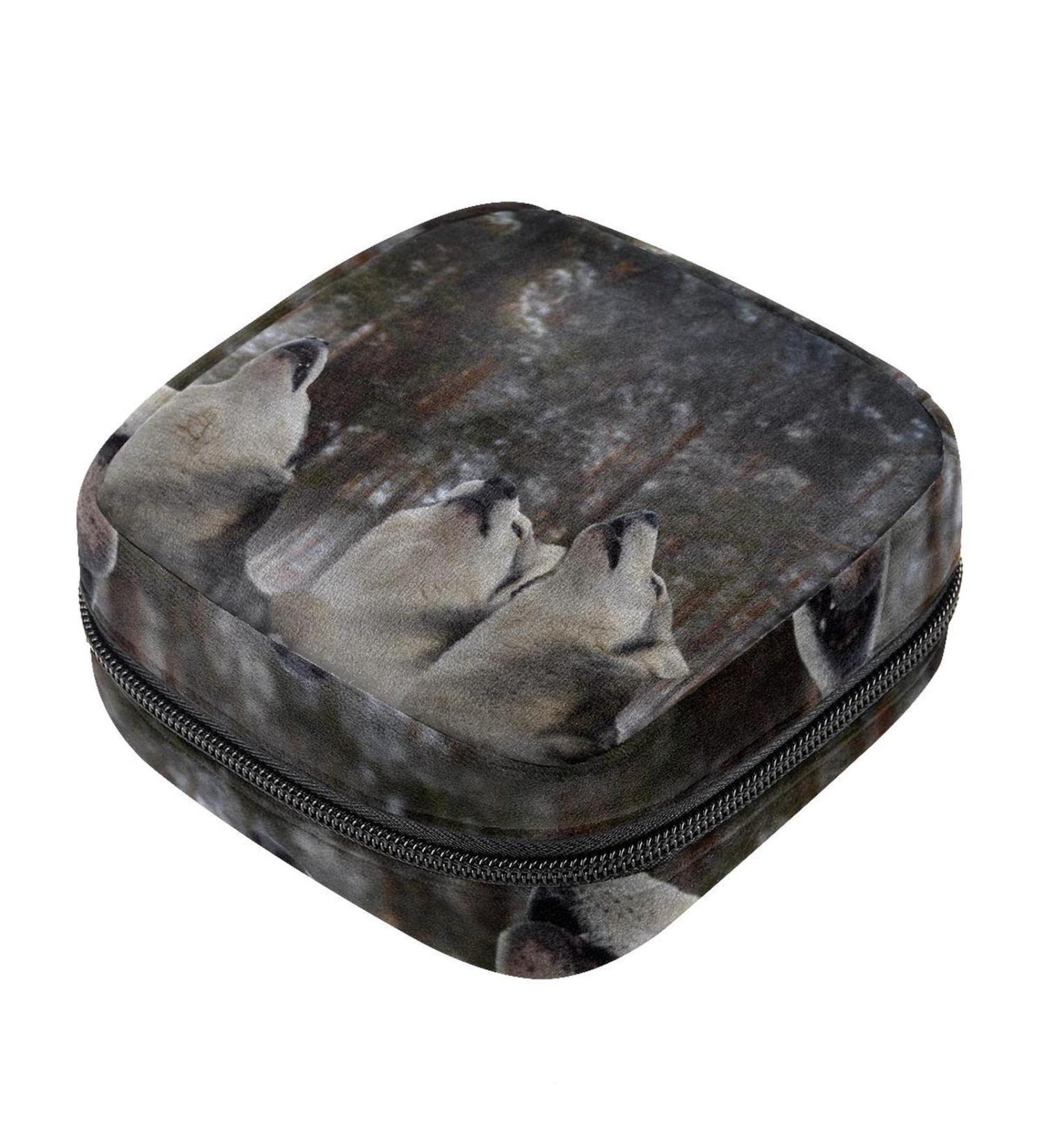 Howl at the Moon Menstruation Pad Bag with Zipper | Women's Tampon & Napkin Collection Bags | Stylish & Functional for Women & Girls - Buy Online on GoSupps.com