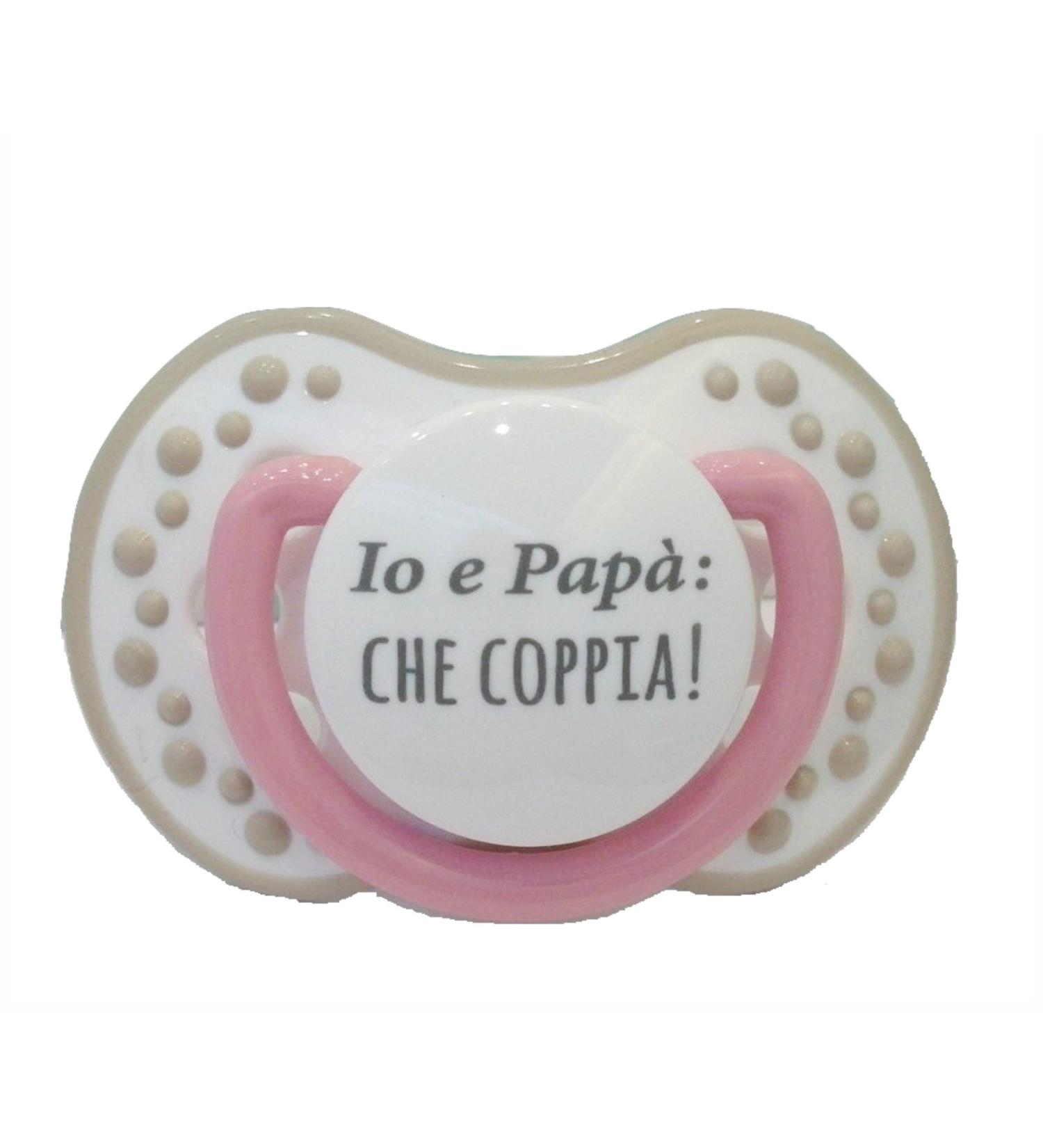 'Pacifier Pink Pink customizable with phrase "Me and Dad the couple. Size 0 + months SILICONE
