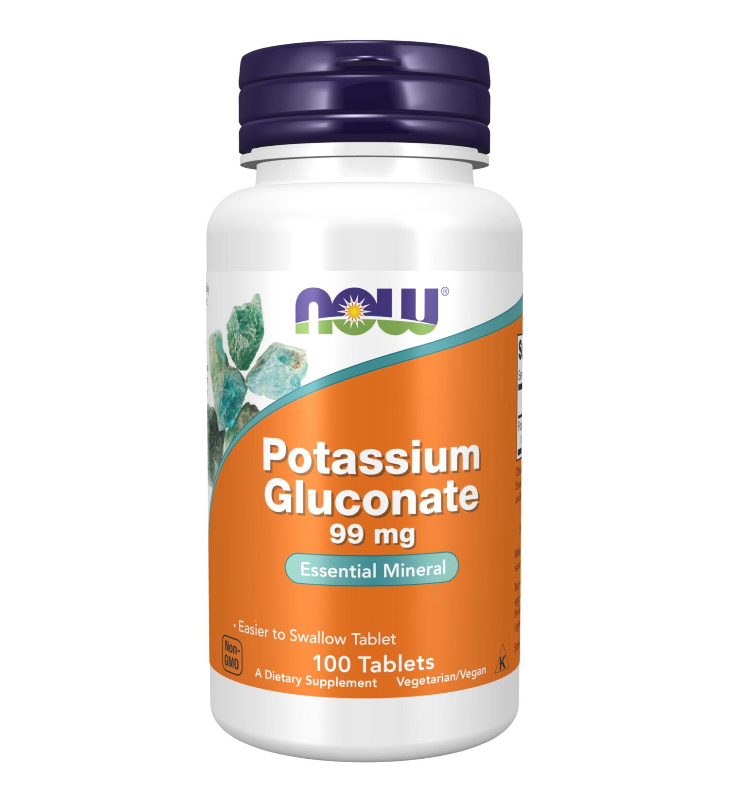Now Foods Potassium Gluconate 99mg 100 Vegan Tablets - Lab-Tested, Gluten Free, Soy Free, Vegetarian, Non-GMO - Buy Online on GoSupps.com