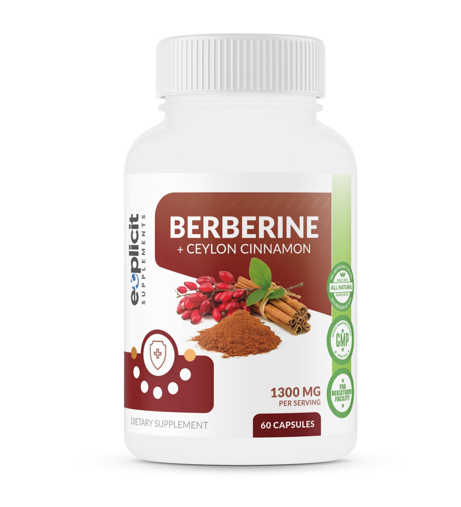 eXplicit Supplements Premium Berberine & Ceylon Cinnamon Supplement 180 Capsules - Buy Online on GoSupps.com