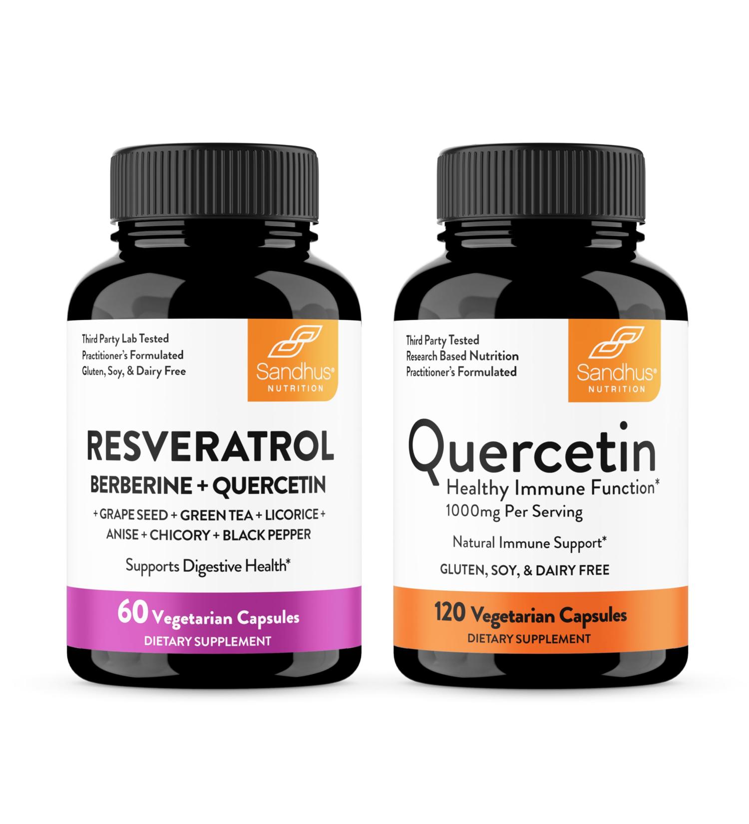 Sandhu's Resveratrol & Quercetin Capsules | Supports Immune Digestive & Gut Health - Buy Online on GoSupps.com