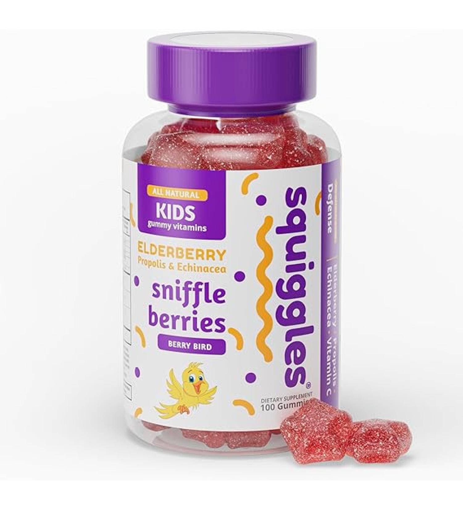 Squiggles Sniffle Berries Kids Herbal Defense Gummies - 100 ct with Elderberry  Bee Propolis & Echinacea - Buy Online on GoSupps.com